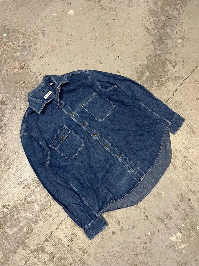 Designer × Vintage × Yves Saint Laurent 1990s Yves Saint Laurent Blue Denim Shirt Size US M / EU 48-50 / 2 - 5 Thumbnail