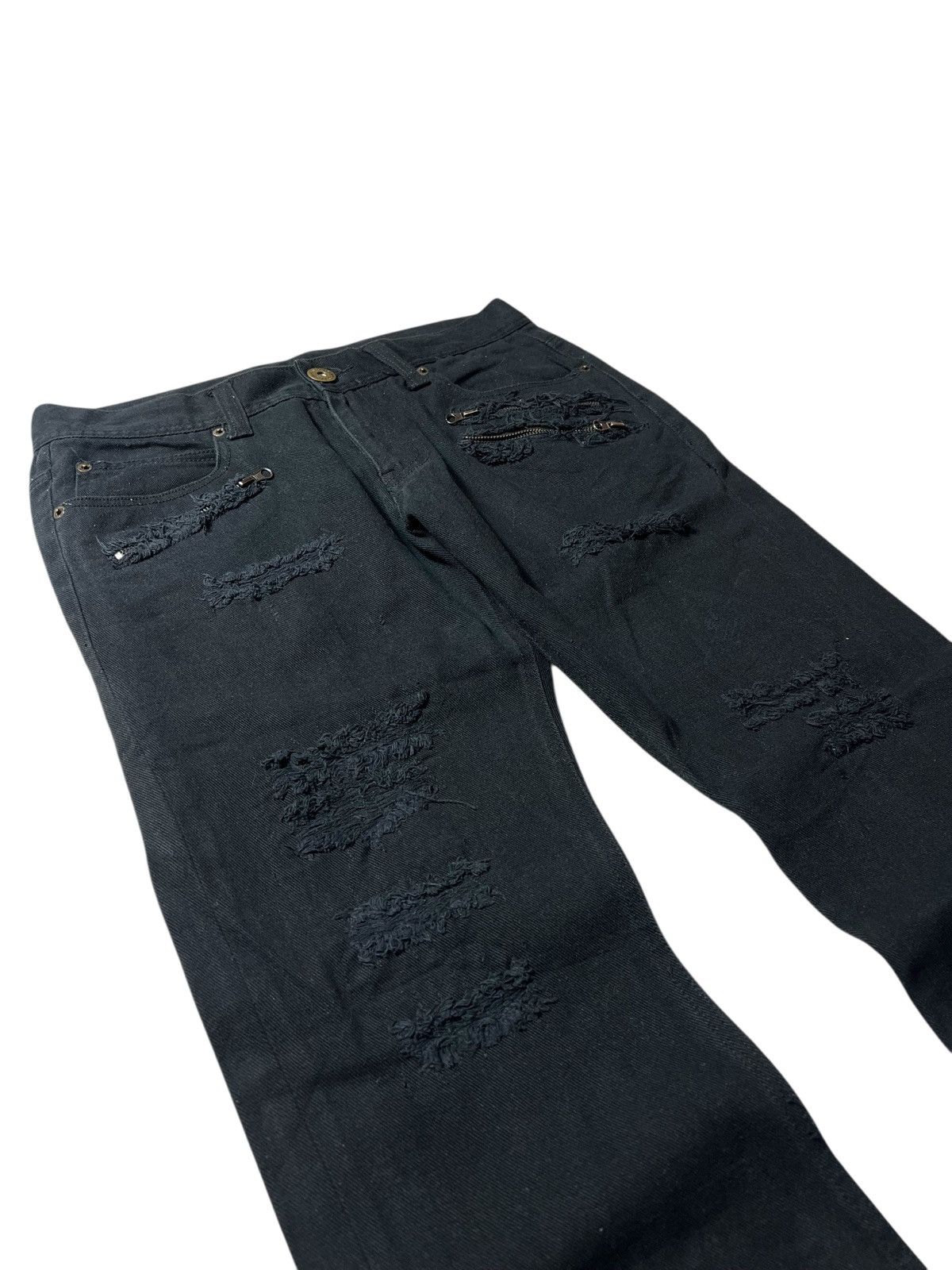 Japanese Brand Crazy Distresed Buckleback Gothic Lgb Style Flare Pants Size US 30 / EU 46 - 4 Thumbnail
