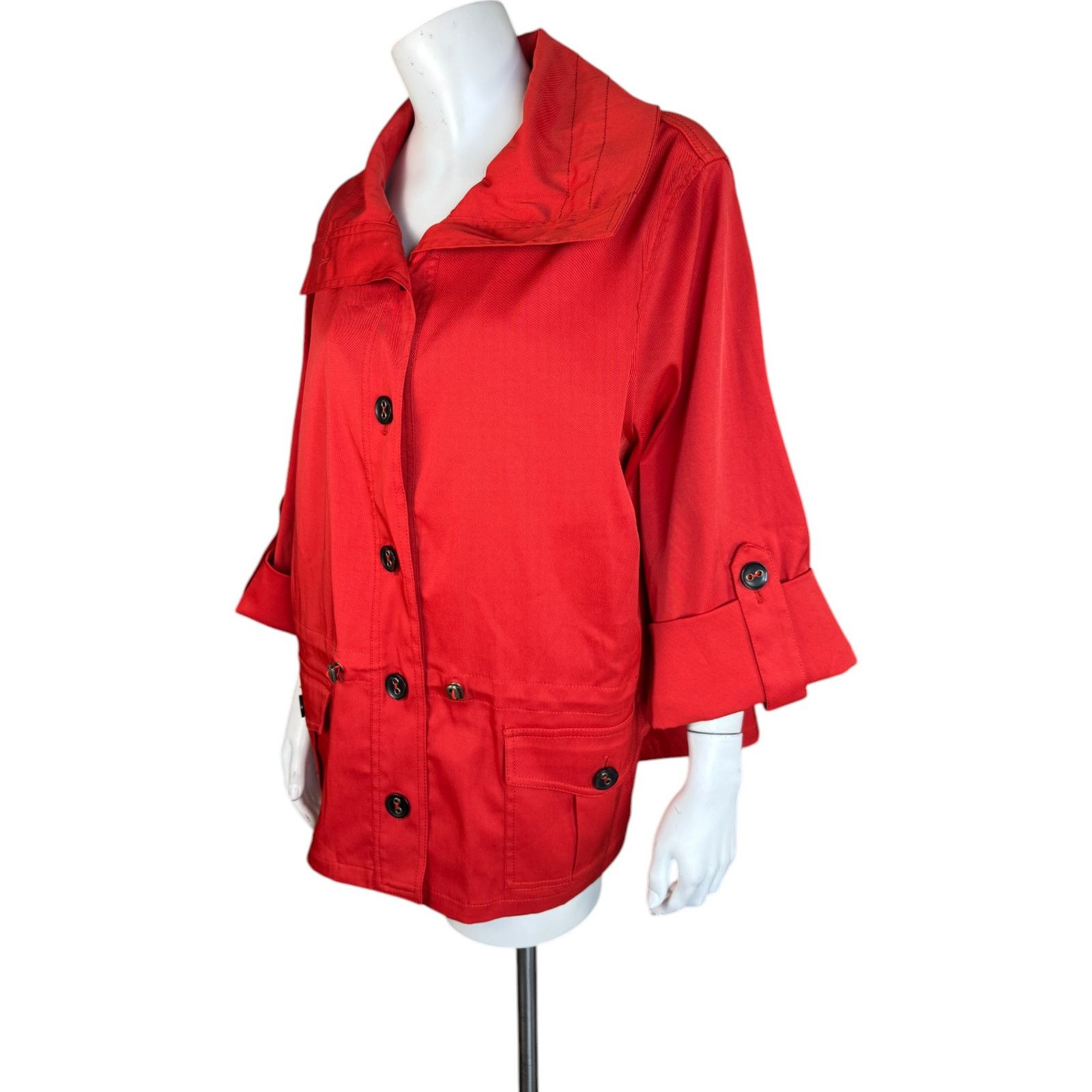 Other Ruby Rd. Women's 16W Button Front Jacket Red-Orange Pockets Size XXL / US 16-18 / IT 52-54 - 7 Thumbnail