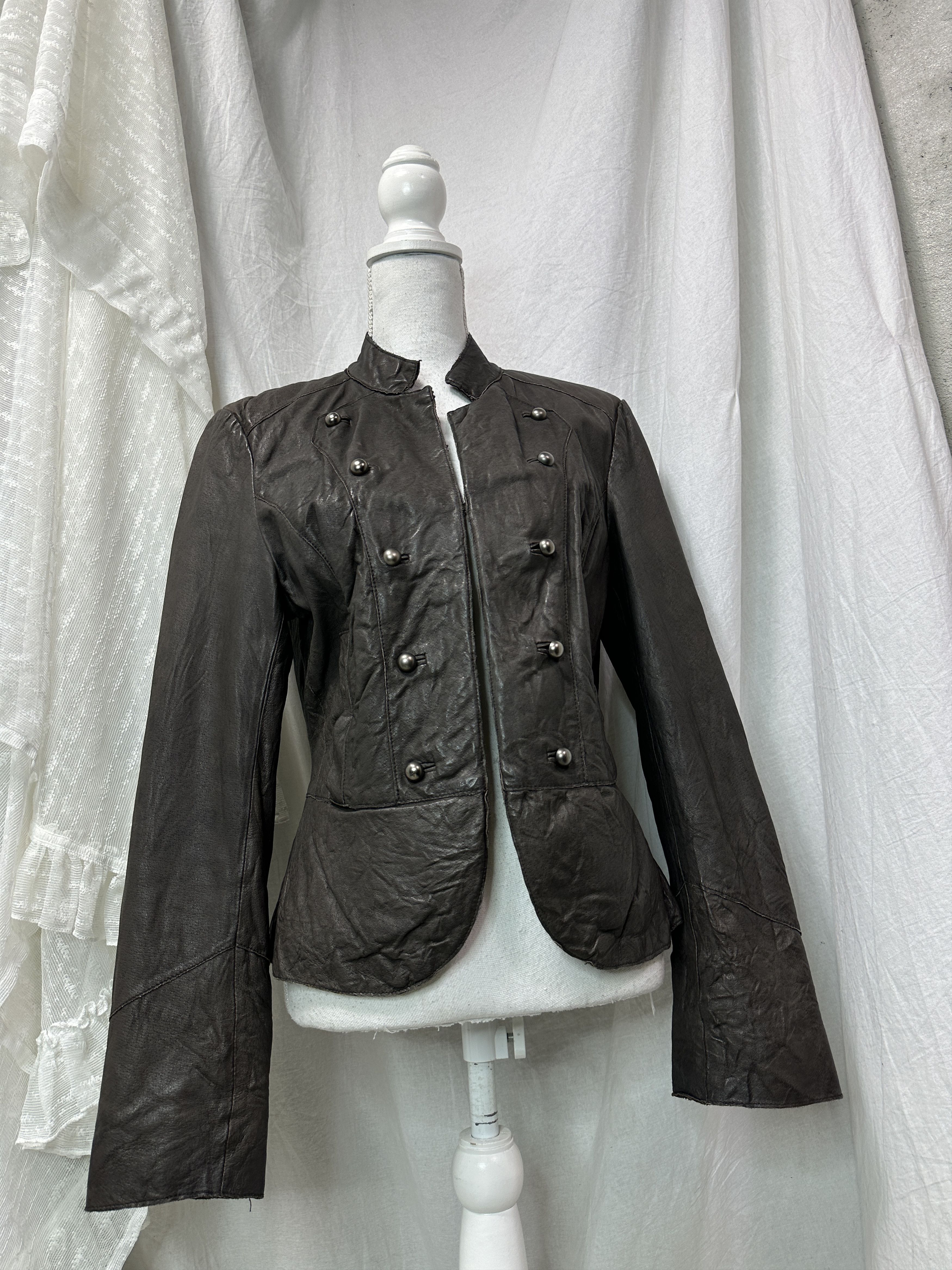 Vintage Military Styled Leather Napoleon Jacket 00s