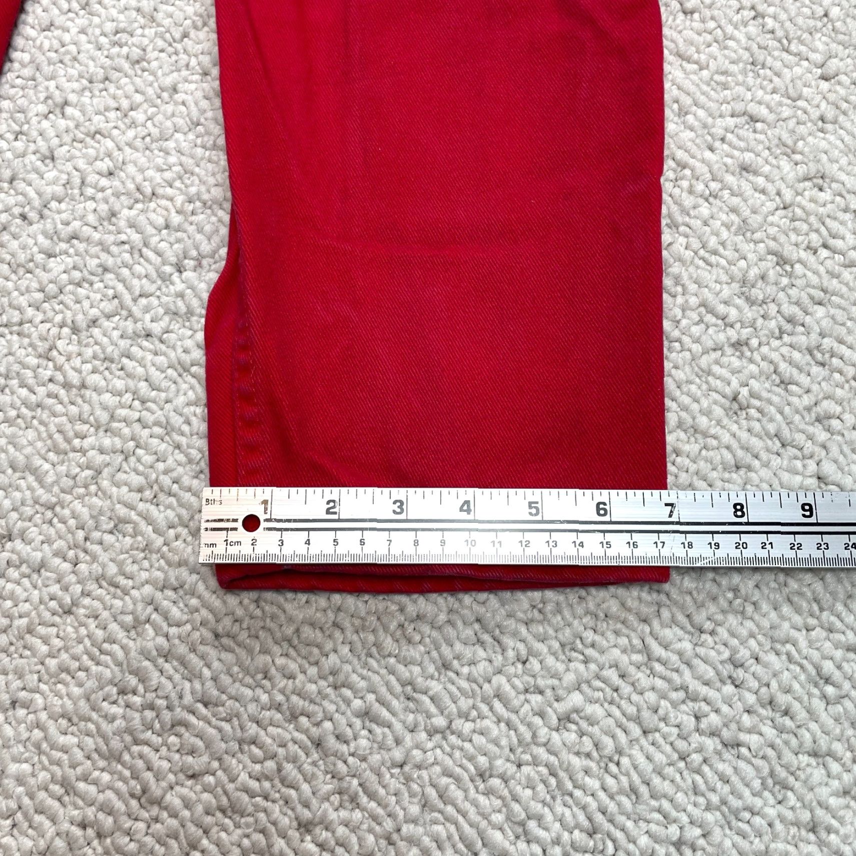 Faded Glory Faded Glory Jeans Womens 14 Petite Red Denim High Rise Straight Solid Zip 30x28 Size 36" / US 14 / IT 50 - 2 Thumbnail