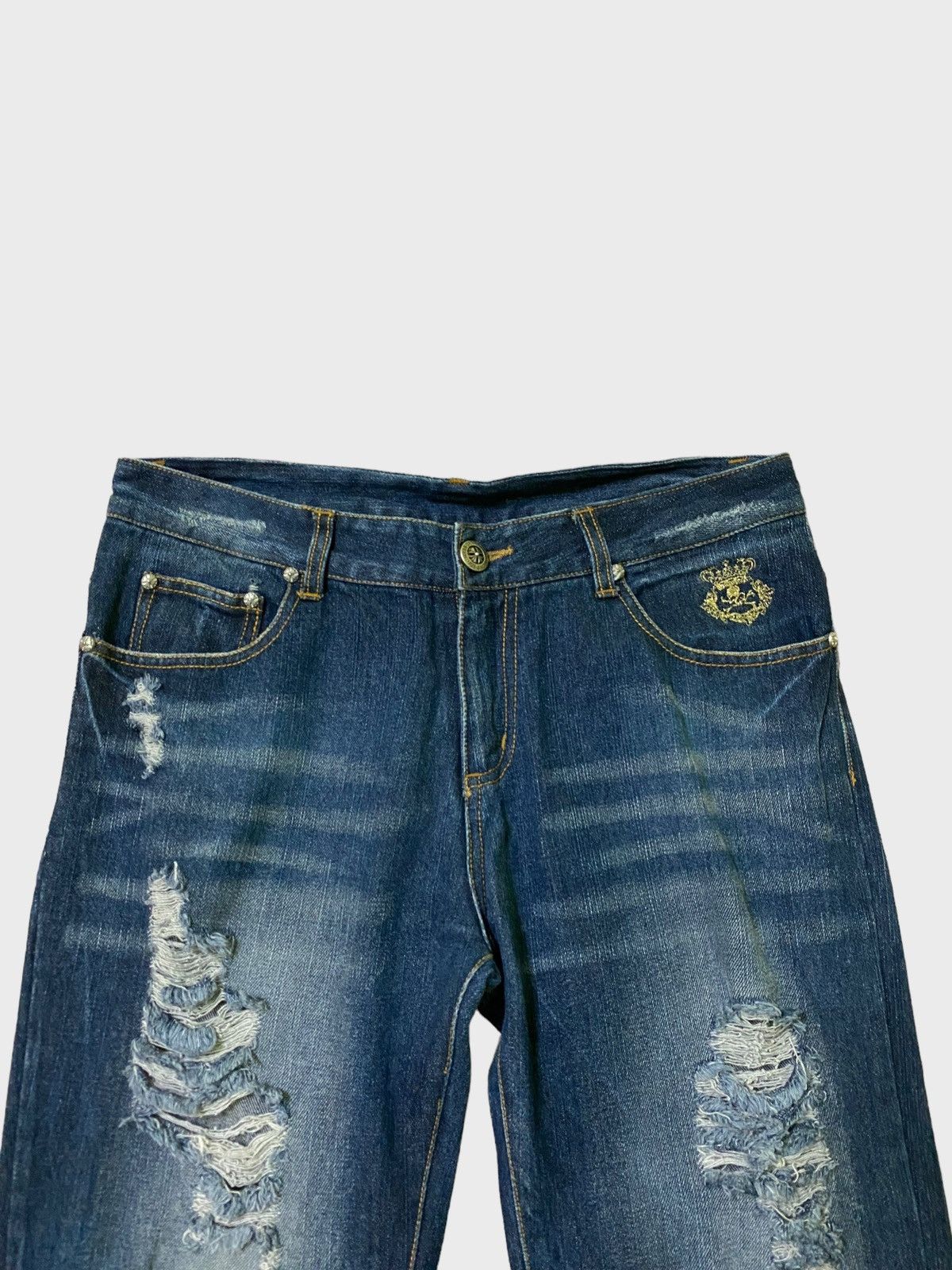 If Six Was Nine Flared Sho Bernings Lace Distressed Style Denim Size US 31 - 3 Thumbnail