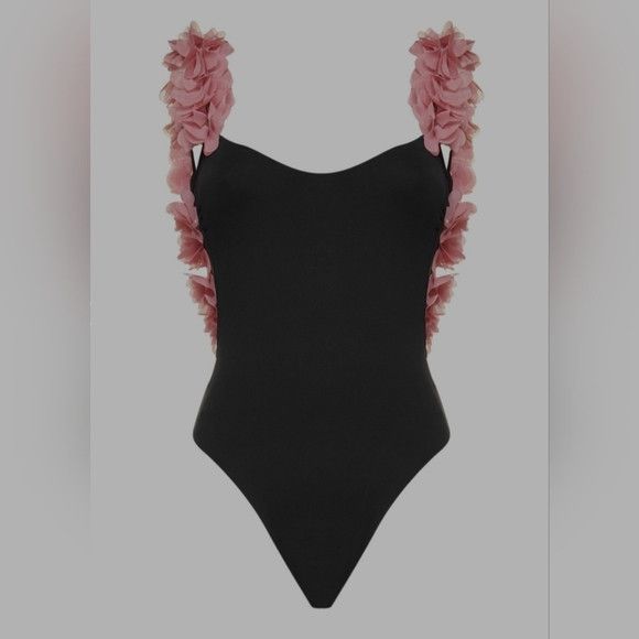 Other La Reveche Amira One Piece Swimsuit Flowers Black Pink - M Size ONE SIZE - 1 Thumbnail