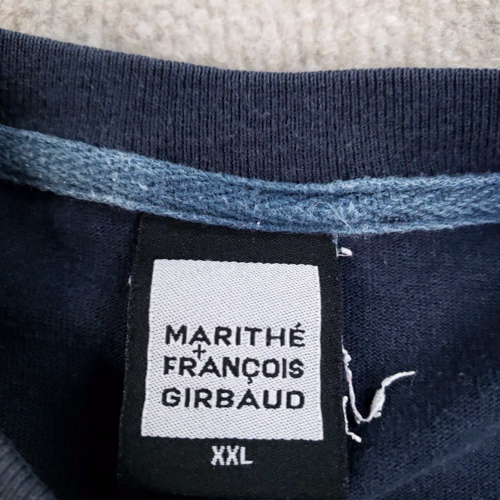 Vintage VINTAGE Marithe Francois Girbaud Shirt Mens 2XL Long Sleeve Blue Graphic Embroidered Crew Neck Cotton Size US XXL / EU 58 / 5 - 5 Thumbnail