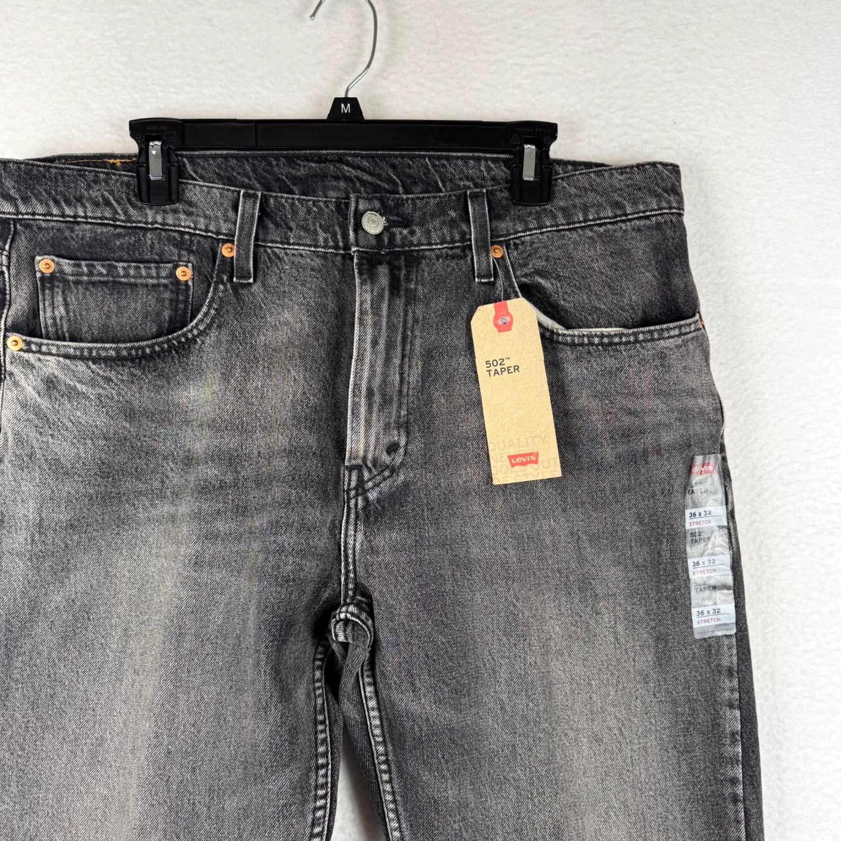 Levi's Levi's 502 Taper Jeans 36x32 Washed Black Stretch Denim NWT Regular Mens Size US 36 / EU 52 - 2 Thumbnail