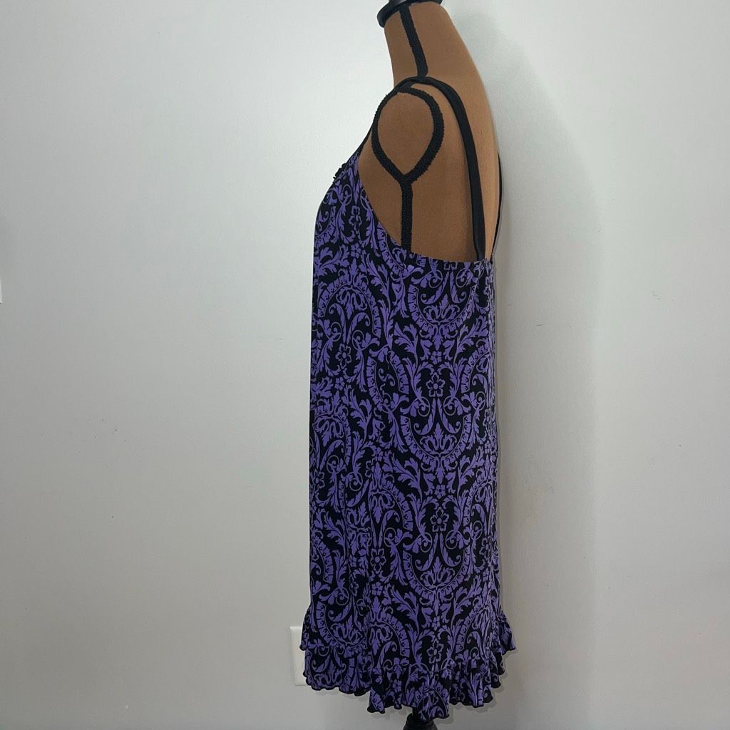 Alpha Studio Studio Donatella Purple & Black Floral Print Chemise Nightgo Size ONE SIZE - 4 Thumbnail