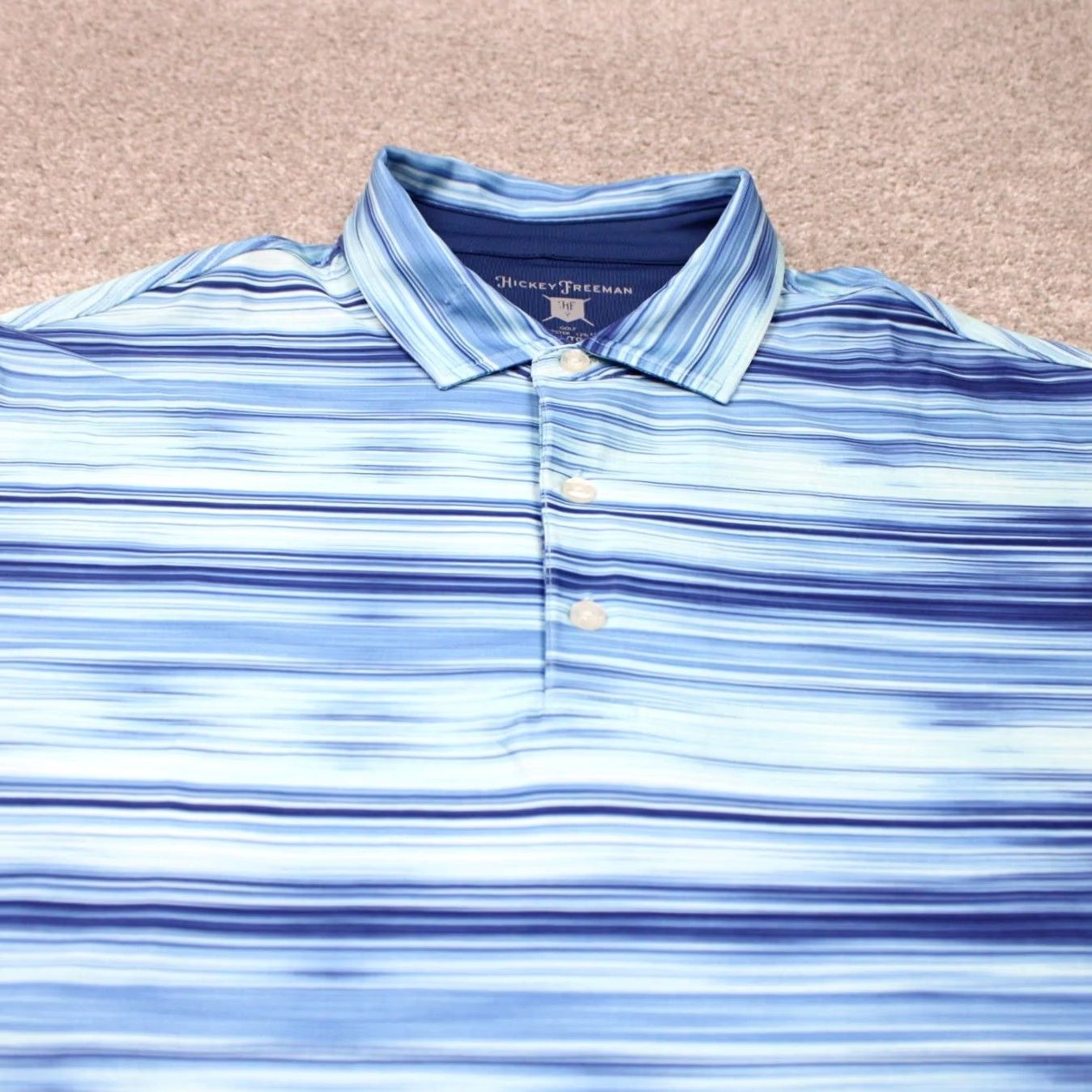 Vintage Hickey Freeman Polo Shirt Mens XL Blue Abstract Short Sleeve Polyester Stretch Golf Shirt Size US XL / EU 56 / 4 - 4 Thumbnail