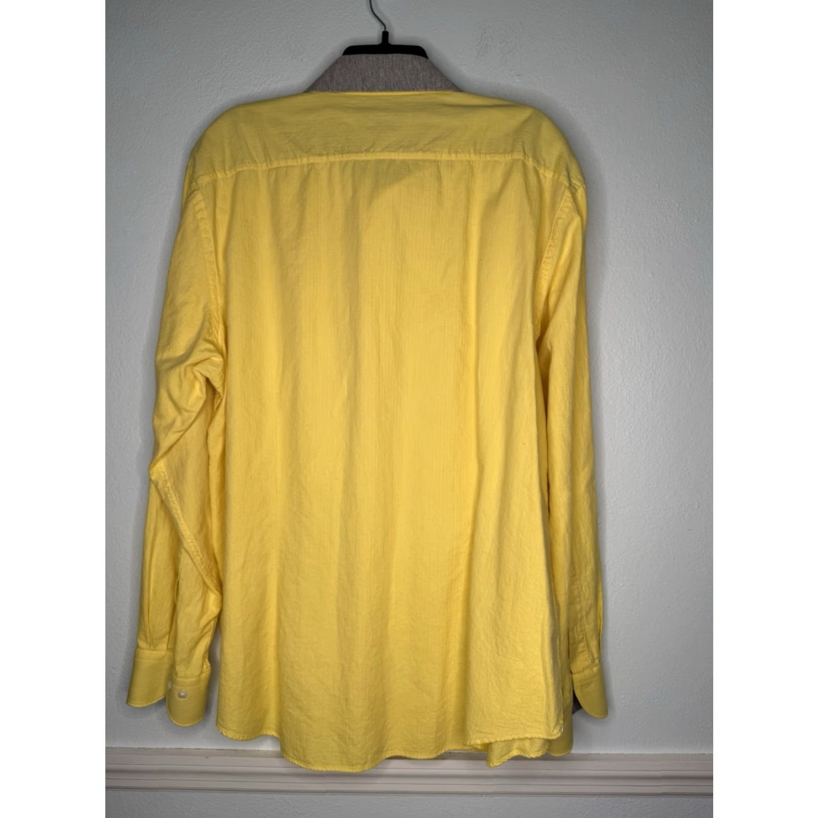 Vintage J. Peterman Shirt Mens XL Long Sleeve Button-Up Front Yellow Gray Contrast Collar Size US XL / EU 56 / 4 - 2 Thumbnail