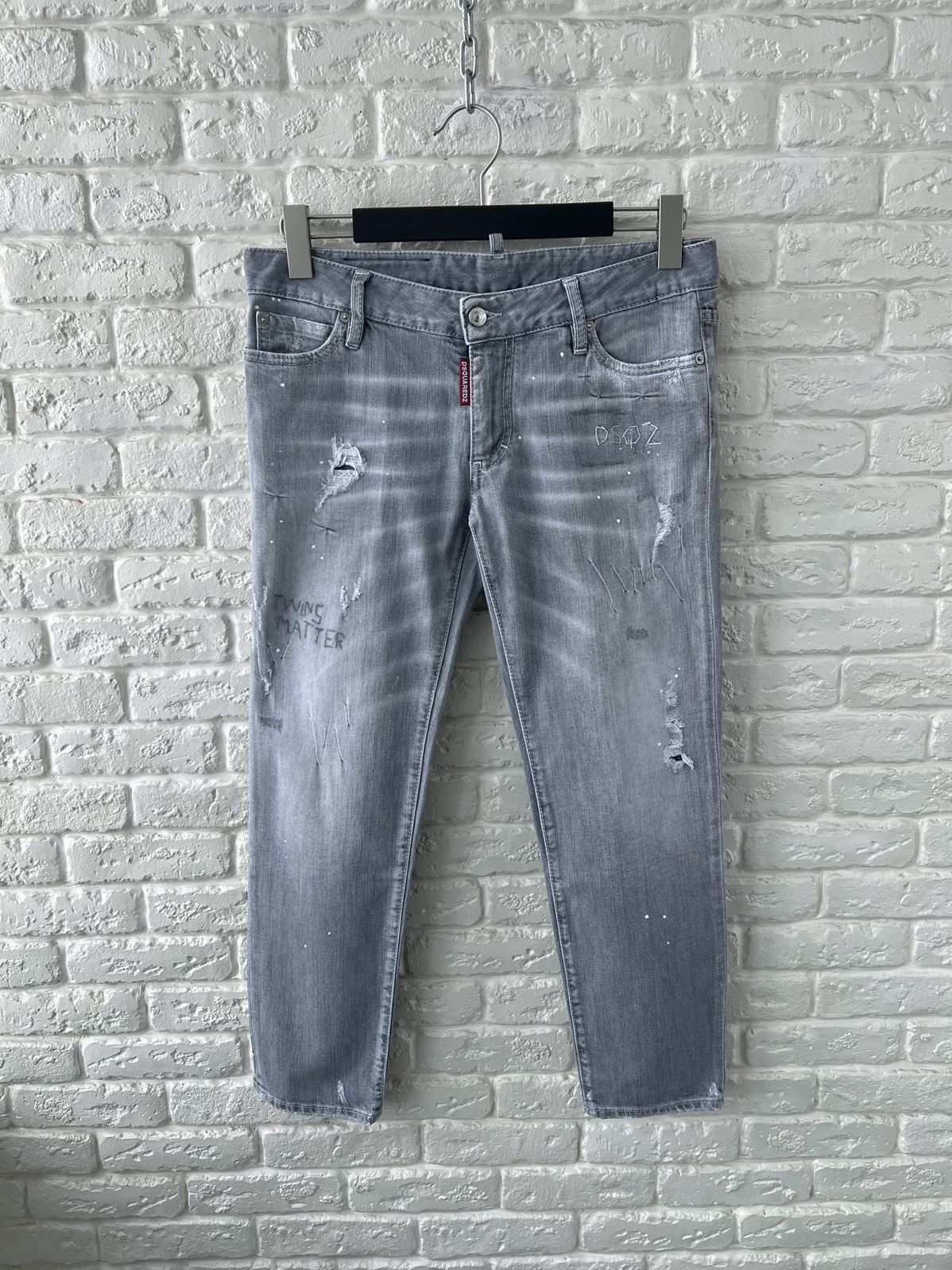 Dsquared2 Dsquared2 Distressed Denim Gray Logo Jeans Size 30" / US 8 / IT 44 - 1 Thumbnail
