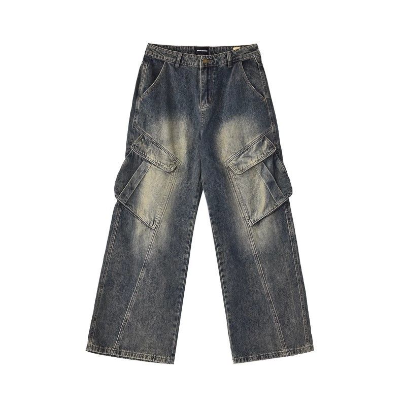 Japanese Brand Retro washed men's straight loose workwear casual jeans Size US 32 / EU 48 - 4 Thumbnail