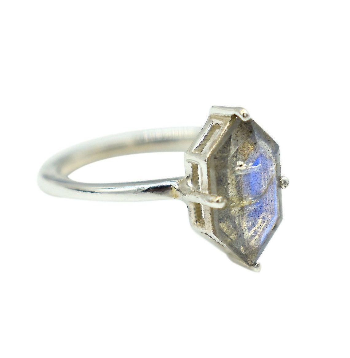 Handmade Natural Labradorite 925 Sterling Silver Ring Bridal Jewelry Size ONE SIZE - 4 Thumbnail