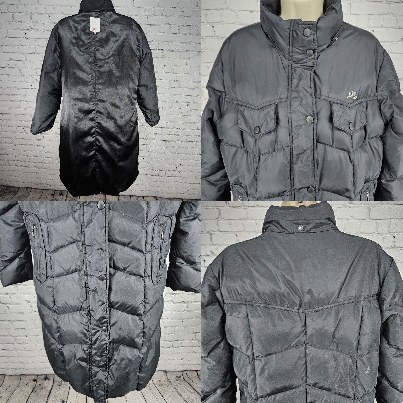Vintage JLO Black Down Insulated Puffer Jacket Coat Long Sleeve Zip Snap Pockets L Women Jacket/Coat Size L / US 10 / IT 46 - 8 Thumbnail