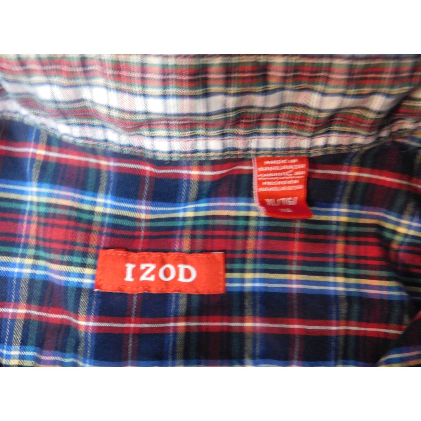 Izod Izod Mens Shirt XL Red Plaid Button-Down Long Sleeve Collar Classic Buttons Knit Breathable Casual Regular Size US XL / EU 56 / 4 - 5 Thumbnail
