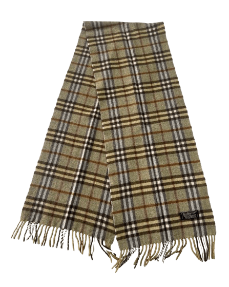 Burberry Burberry's Vintage Check Scarf Green 100% Lambswool Unisex Size ONE SIZE - 1 Thumbnail