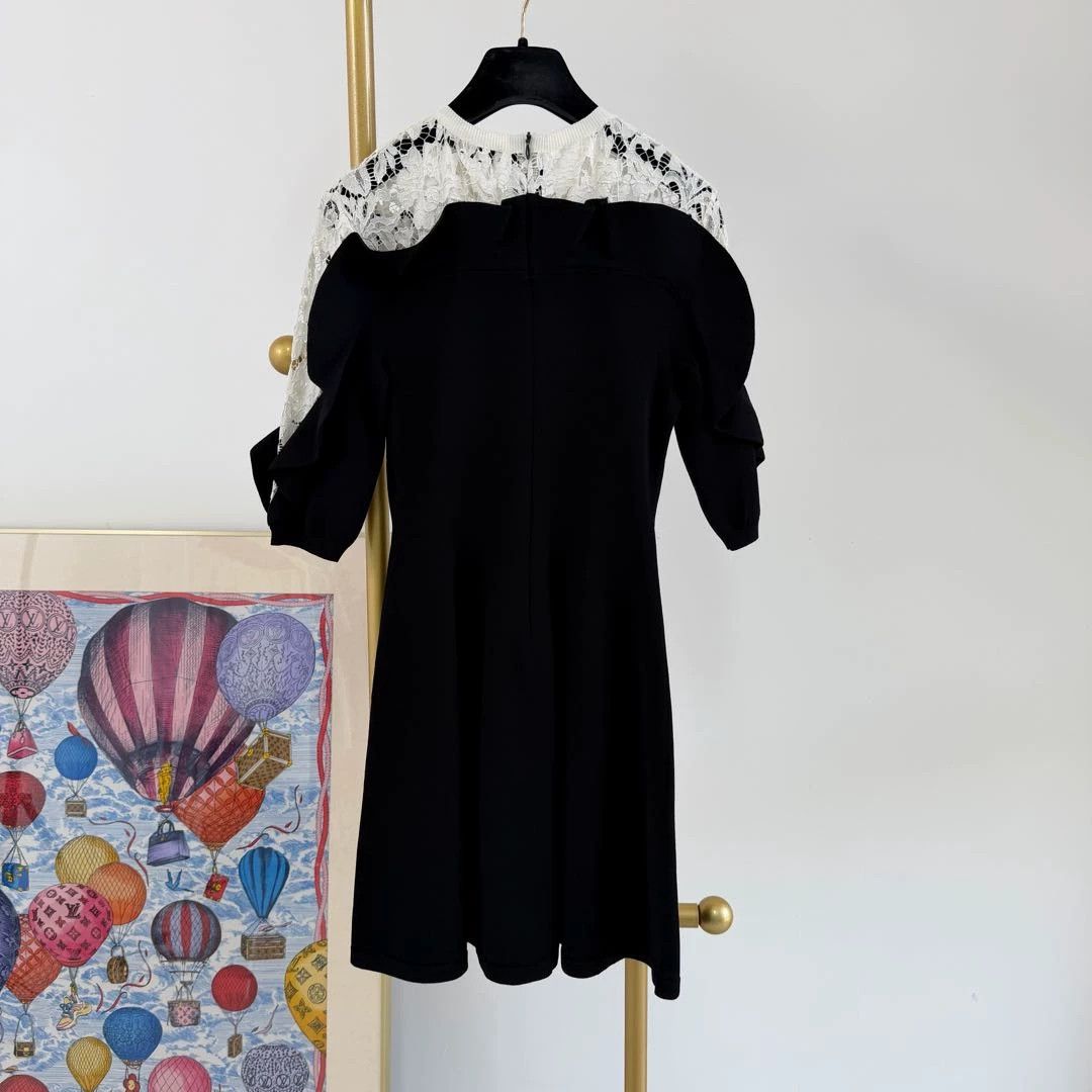 Valentino Valentino Black Lace-Paneled Women's S Dress Size S / US 4 / IT 40 - 2 Thumbnail