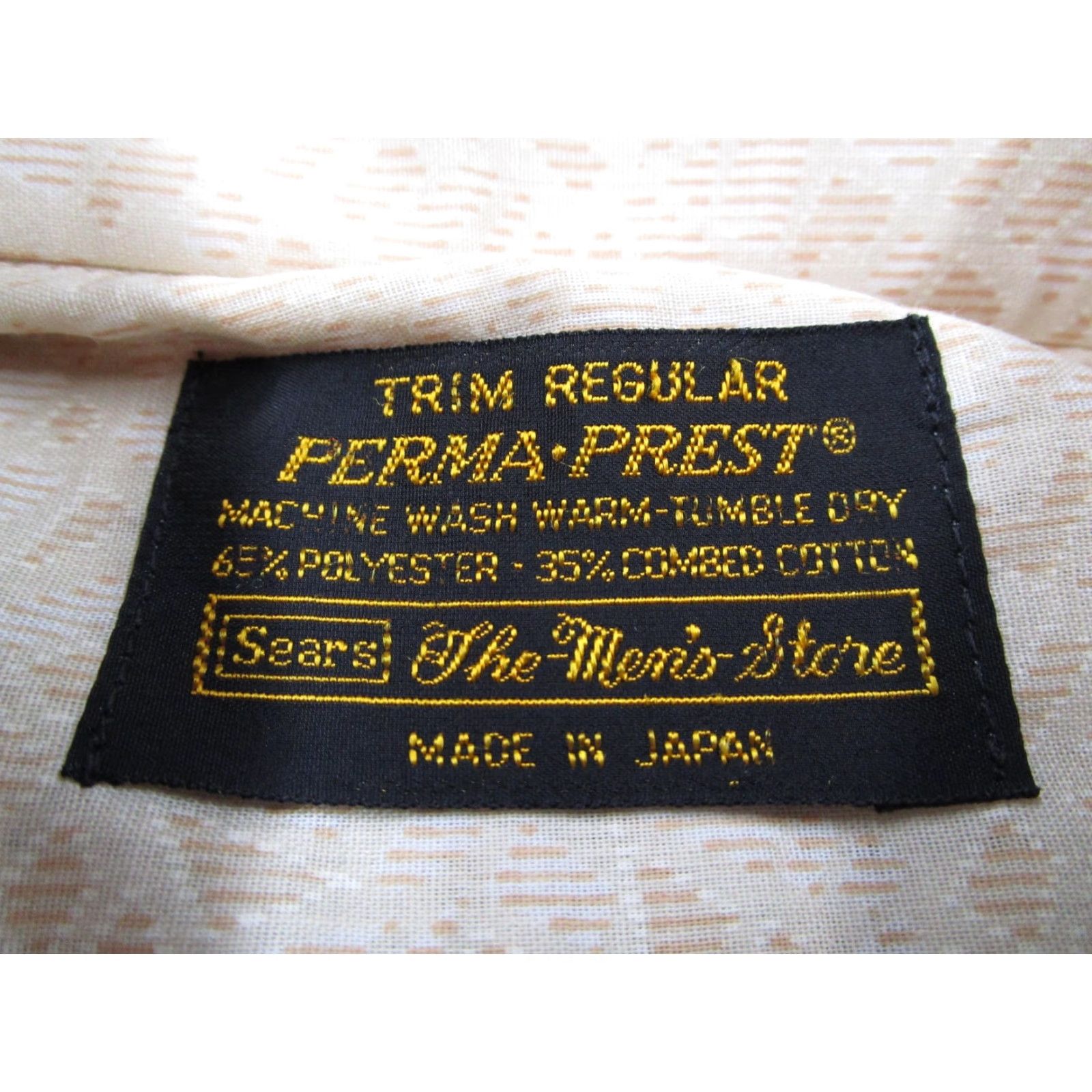 Sears VINTAGE Sears Shirt Mens 14.5 33 Beige Cape Collar Pattern Long Sleeve 70s Japan Geometric Classic 70s Mens Capsule? Size US S / EU 44-46 / 1 - 3 Thumbnail