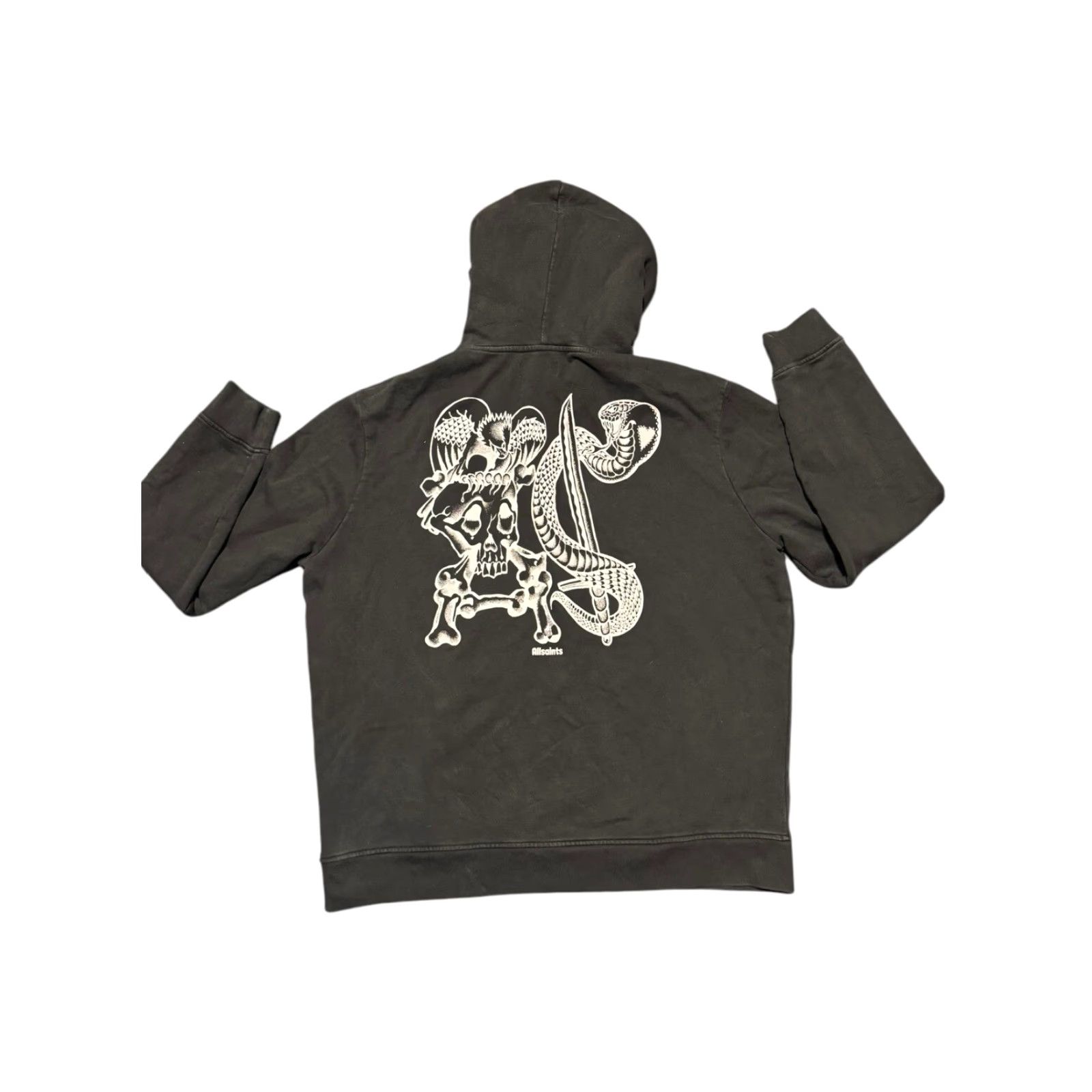 Allsaints AllSaints Hoodie Mens Black Saberattler Graphic Hooded Pullover L Large Sweatshirt - Logo Size US L / EU 52-54 / 3 - 6 Thumbnail