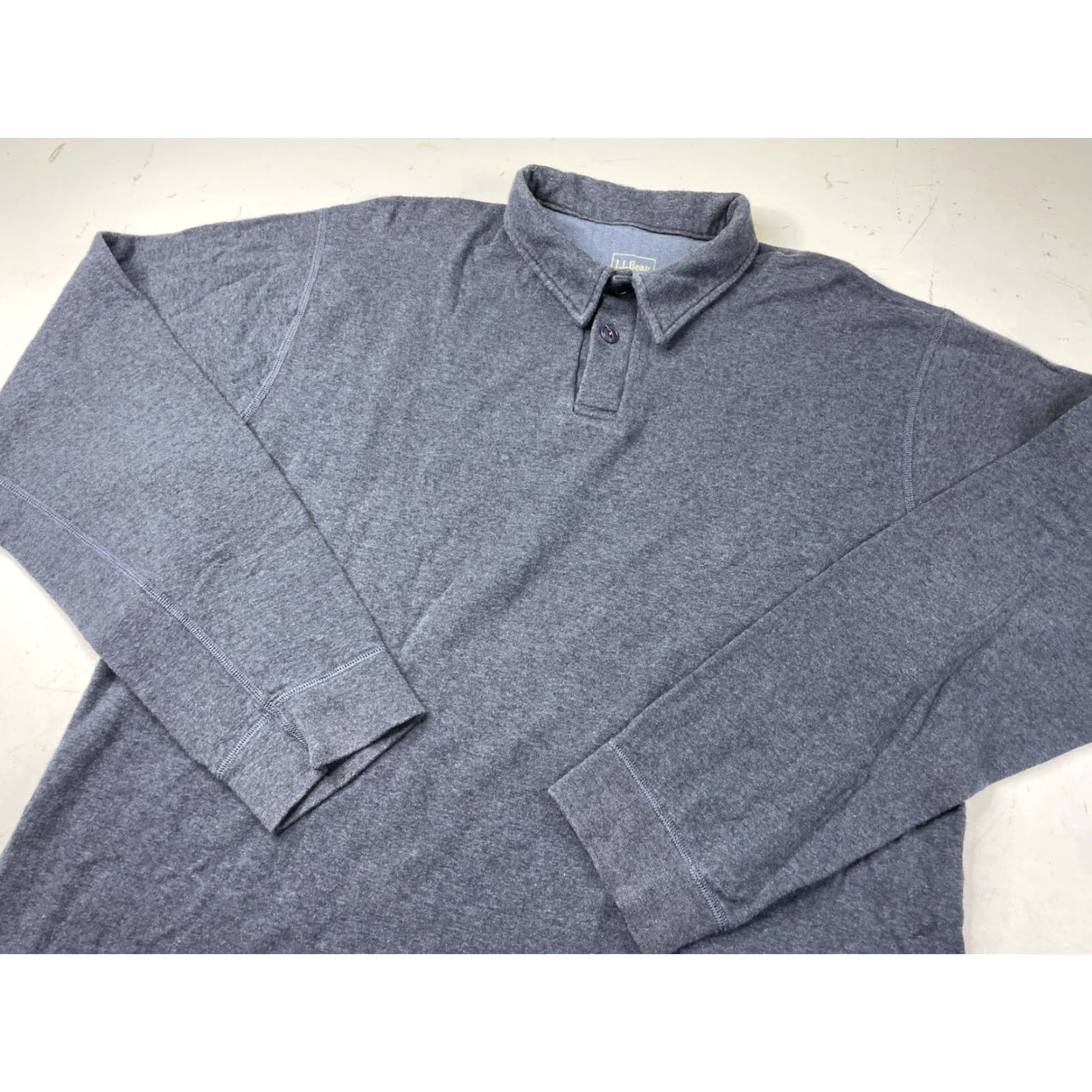 Vintage L.L. Bean Polo Shirt Mens XL Tall Blue 2 Layer Wool Blend Long Sleeve River Driver Shirt Big & Tall Mens Blue Polo Shirt Size US XL / EU 56 / 4 - 2 Thumbnail