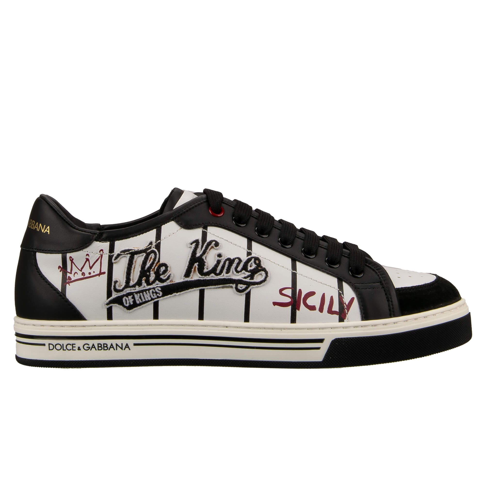 Dolce & Gabbana o1y0125 Logo Embellished Low-Top Sneakers in Black/White Size US 8 / EU 41 - 1 Thumbnail