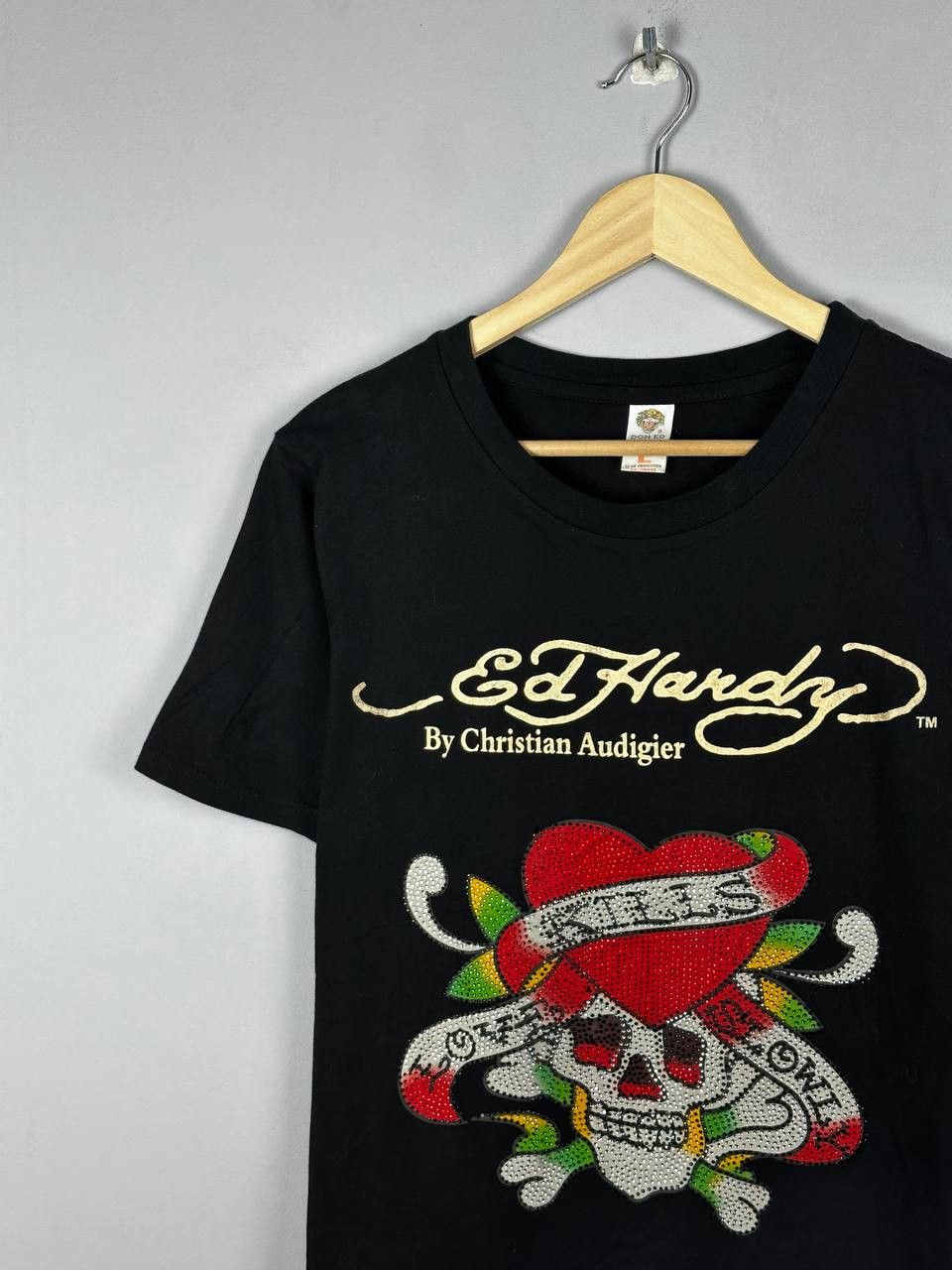 Ed Hardy Crazy Y2K Ed Hardy T-Shirt Effected Japan Rhinestones Style Size L / US 10 / IT 46 - 3 Thumbnail