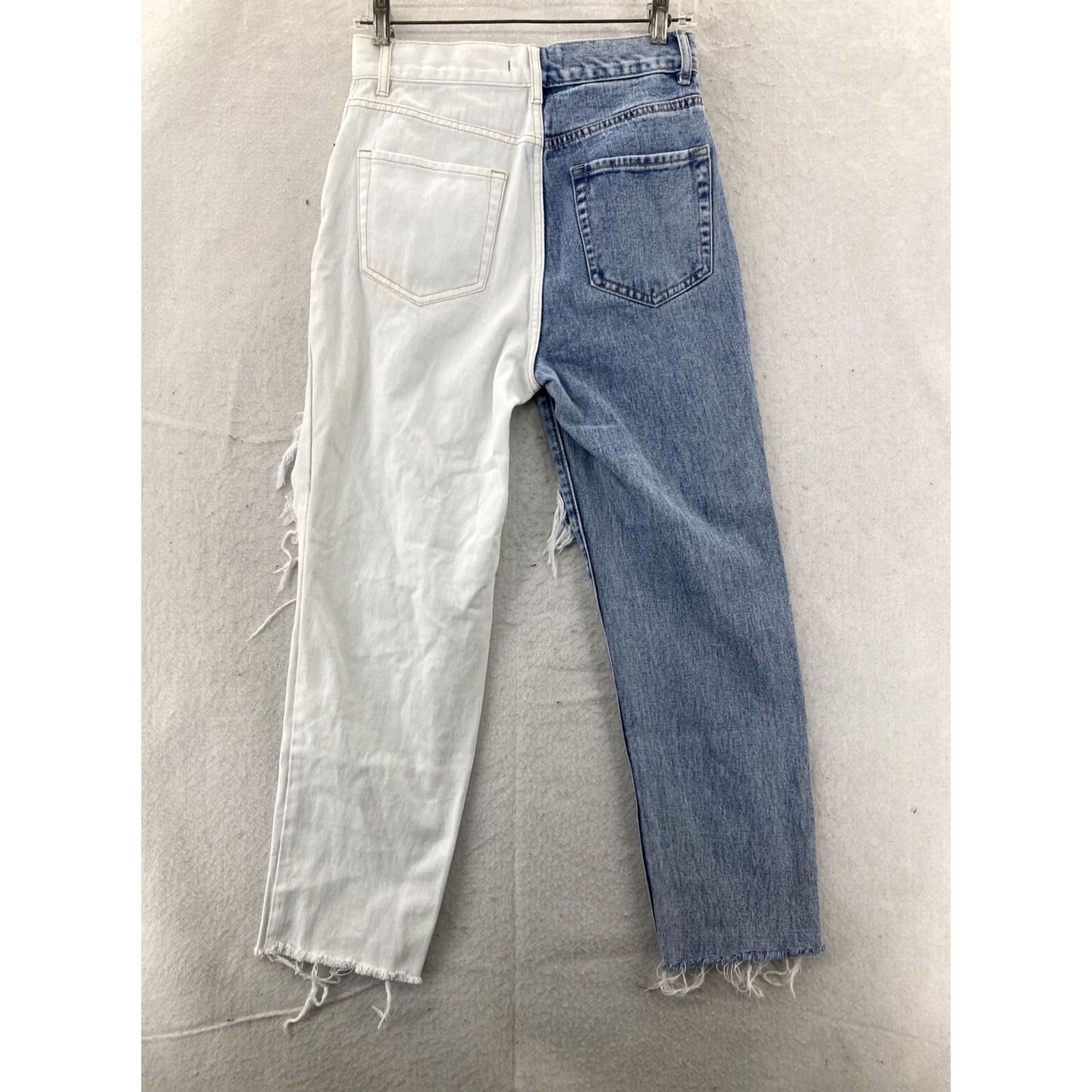 Pacsun PacSun Jeans Women’s 26 Blue/White High Rise Straight Distressed Raw Hem Size 26" / US 2 / IT 38 - 2 Thumbnail