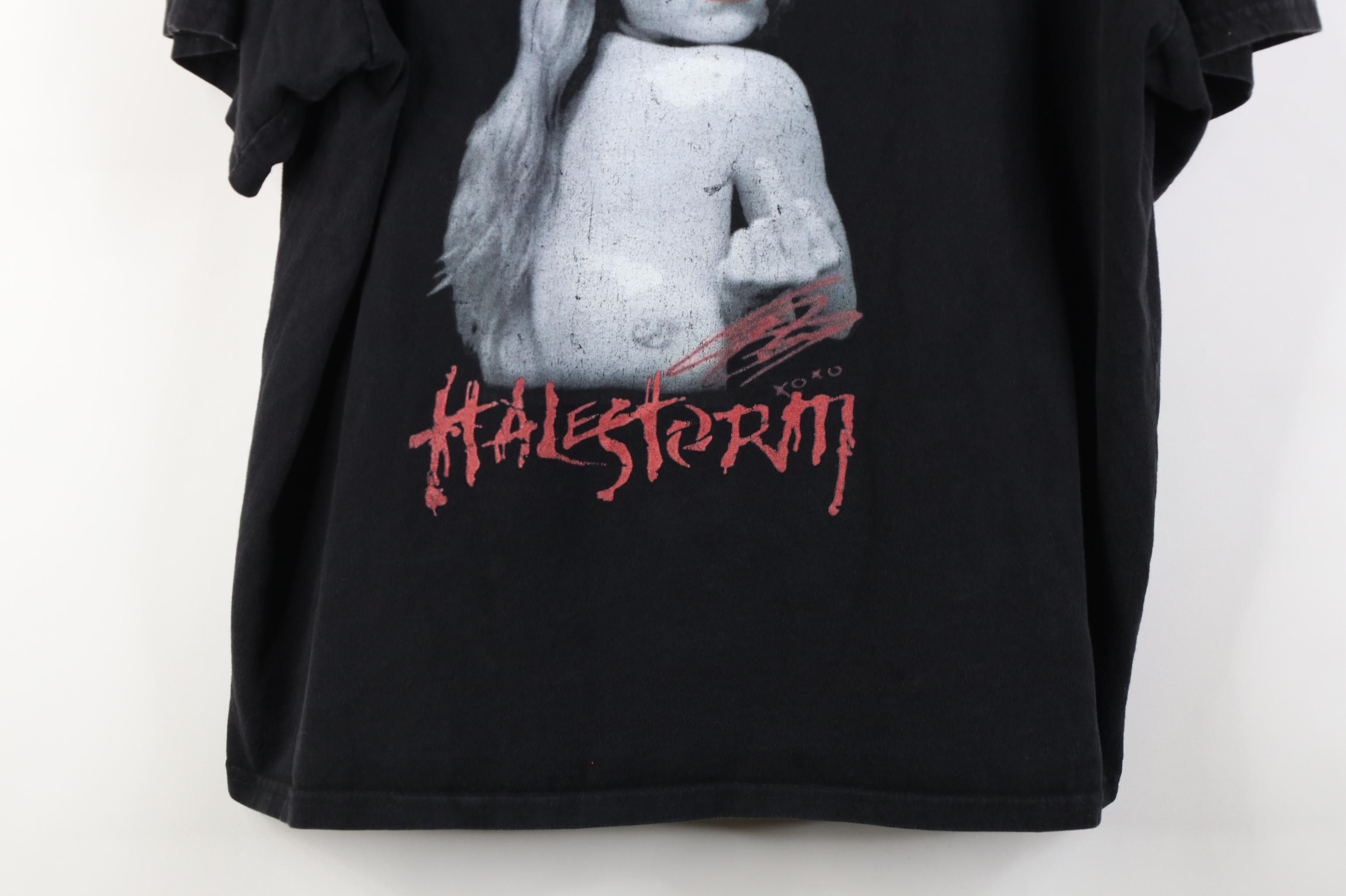 Vintage Vintage Streetwear Spell Out Halestorm Band T-Shirt Black Size L / US 10 / IT 46 - 3 Thumbnail