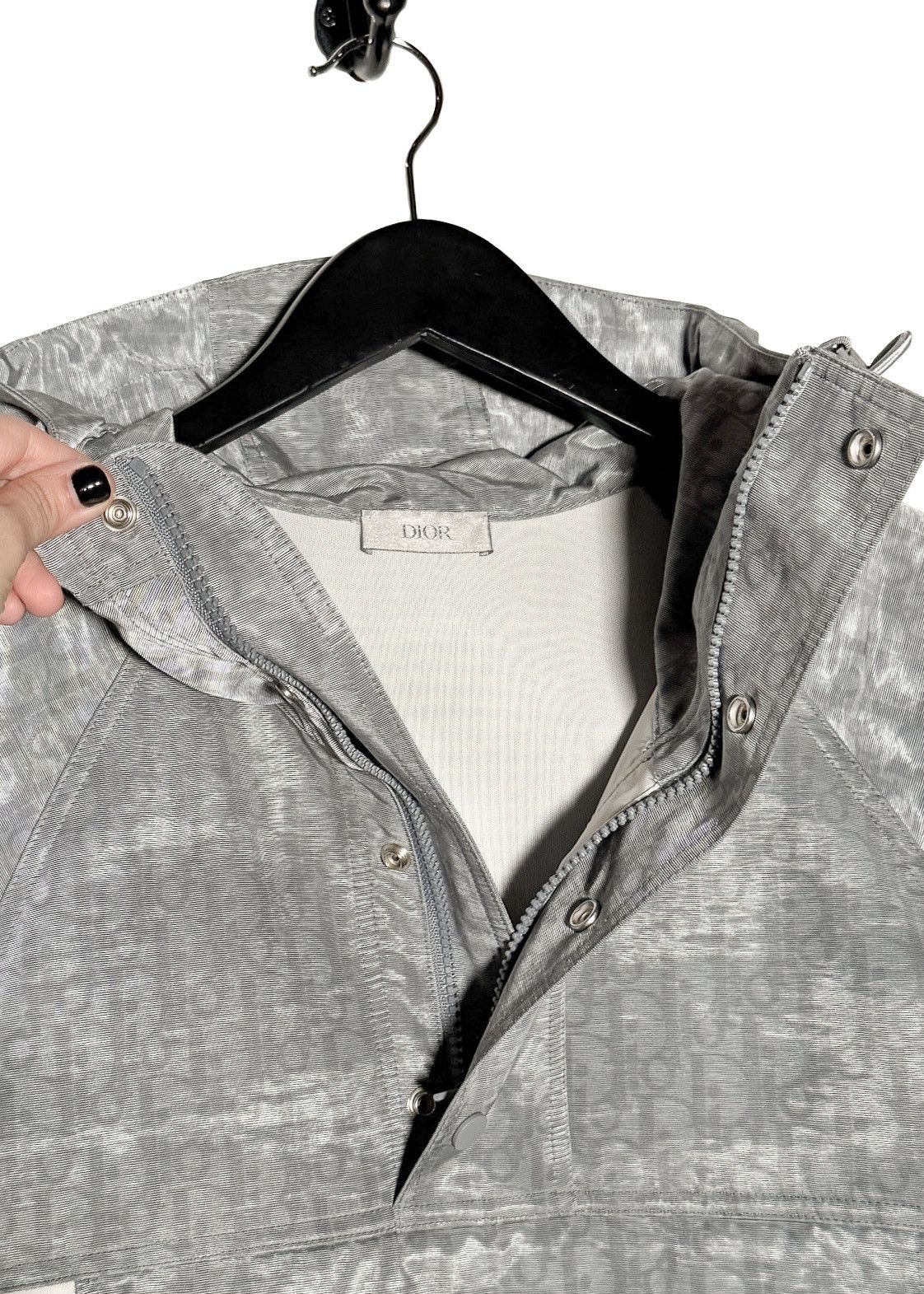Dior Dior 2021 Grey Oblique Ivory Technical Hooded Anorak Jacket Size US L / EU 52-54 / 3 - 3 Thumbnail