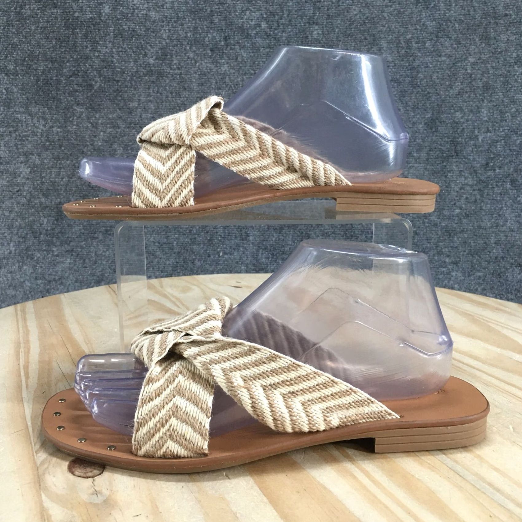 Vintage Universal Thread Sandals Womens 7.5 Louise Knotted Slide Beige Comfort Open Toe Shoes Size US 8 / IT 38 - 2 Thumbnail