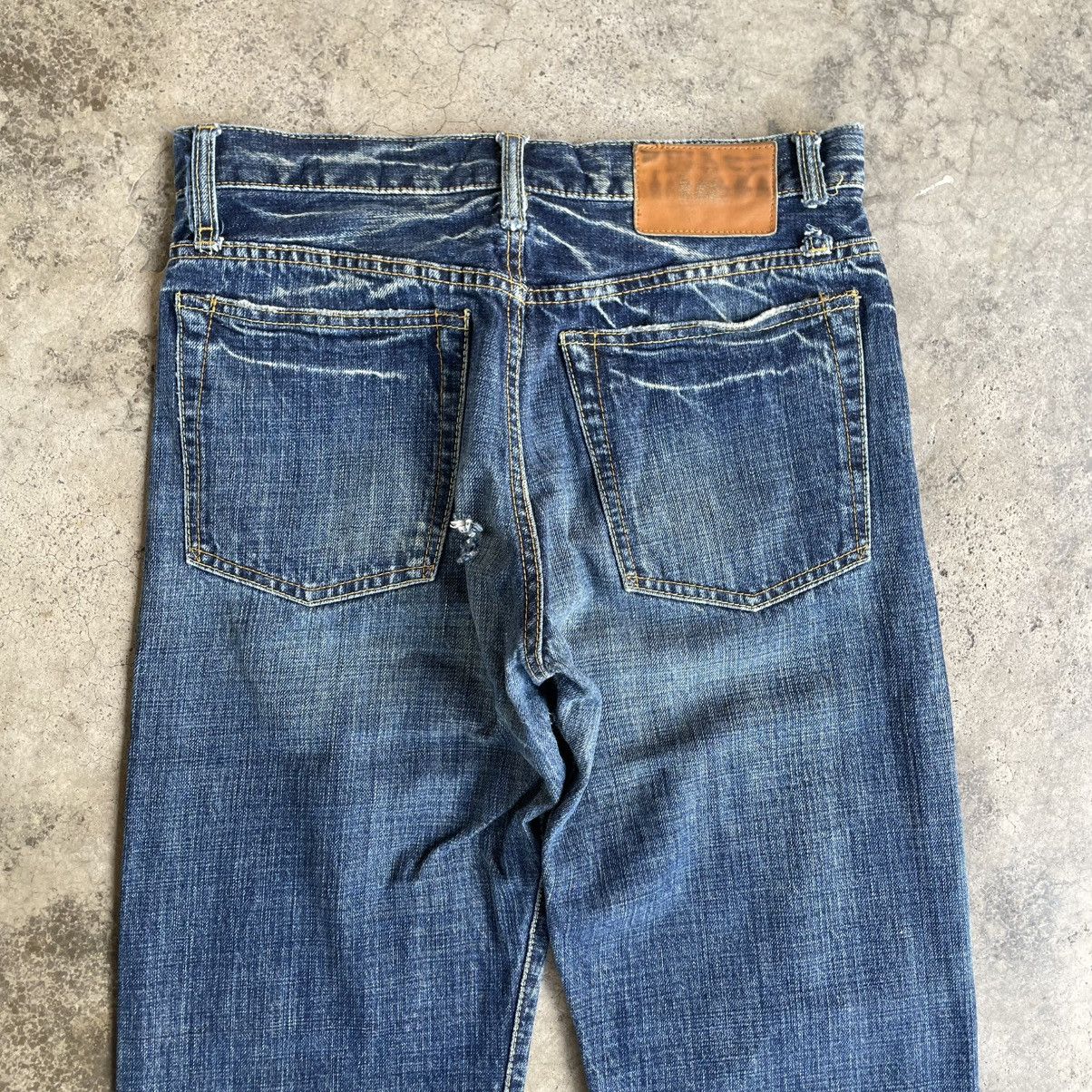 Japanese Brand 🔥🇯🇵Le-Model Stoned Washed Ripped Distress Selvedge Denim Jean Size US 31 - 5 Thumbnail