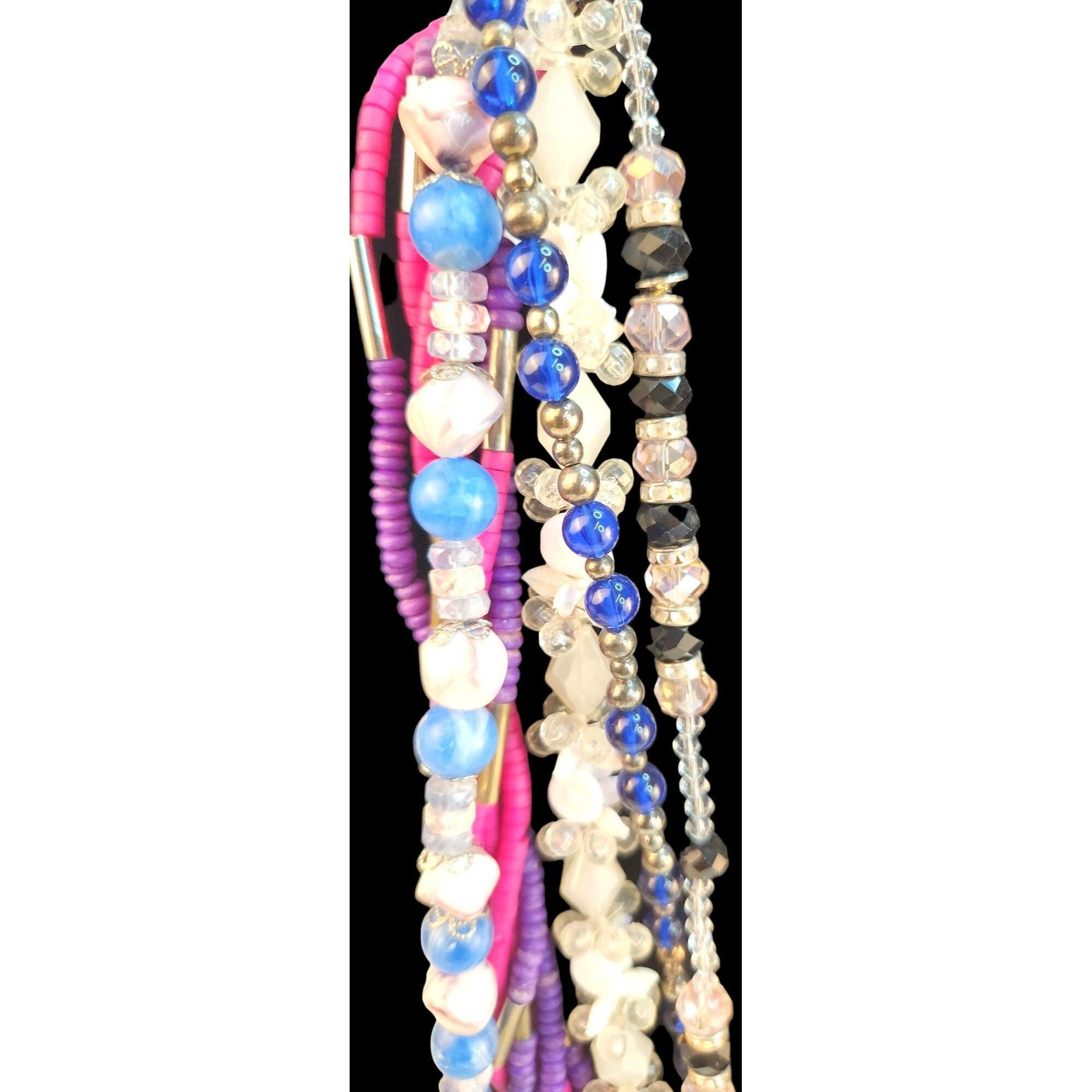 Other Multicolor Beaded Necklace Set With Rosary Cross & Stretch B Size ONE SIZE - 4 Thumbnail