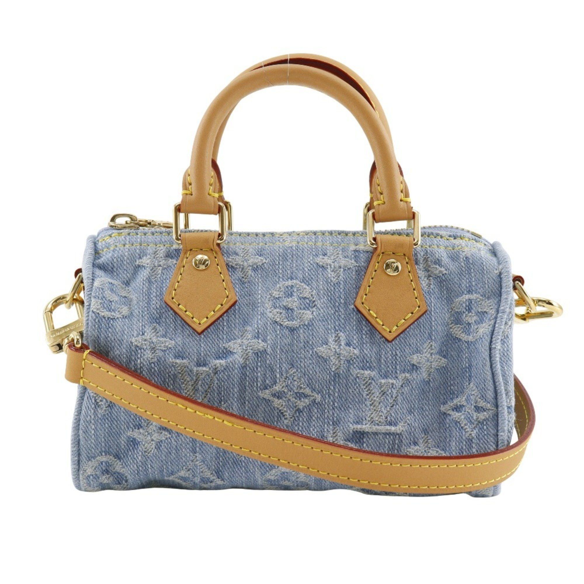 Louis Vuitton Louis Vuitton Nano Speedy Handbag, 2-Way Shoulder Bag, M11212, Monogram Denim, Sky Blue, Zipper, Women's Size ONE SIZE - 1 Thumbnail