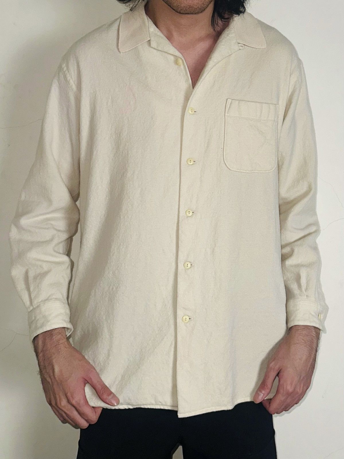 Yohji Yamamoto Heavy Textured Wool Knitted Collar Shirt Size US L / EU 52-54 / 3 - 2 Thumbnail