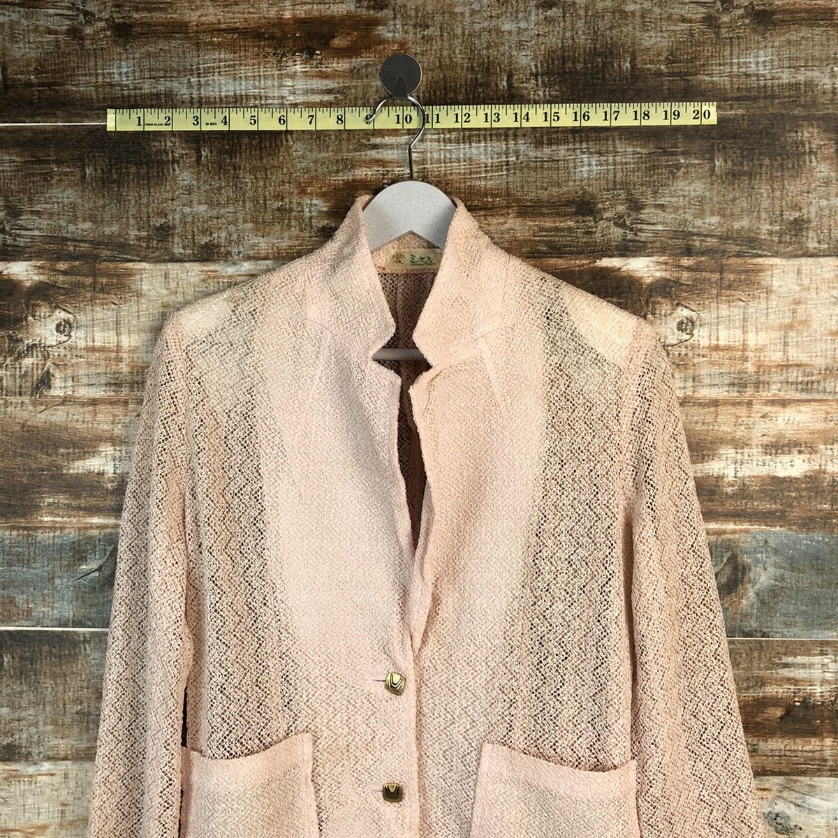 Japanese Brand × Vintage Japanese Brand Pink crochet meshnet Cardigan Knitwear #A1243 Size M / US 6-8 / IT 42-44 - 2 Thumbnail