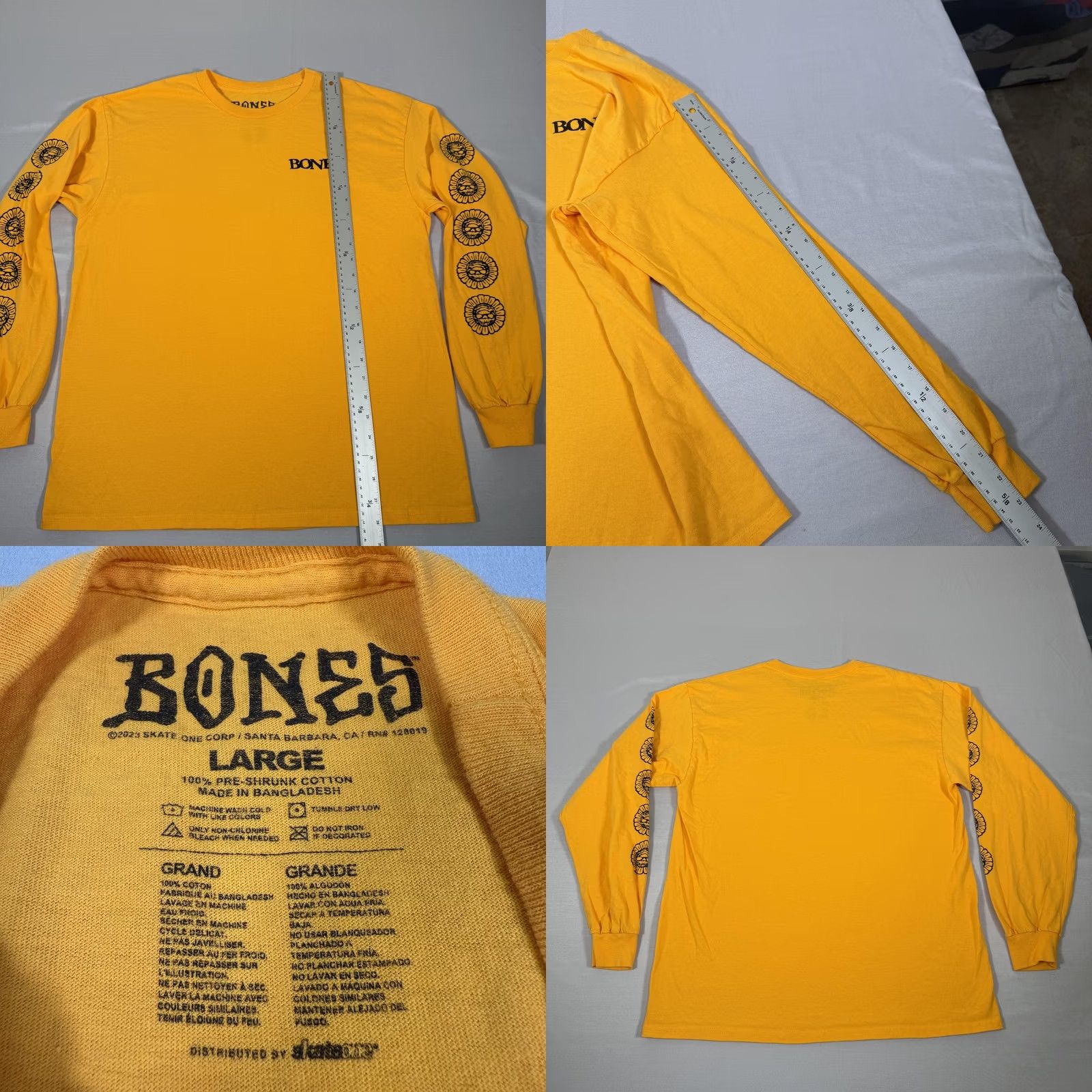 Bones BONES Shirt Large Mens Yellow Skull Graphic Long Sleeve Tee Size US L / EU 52-54 / 3 - 8 Thumbnail