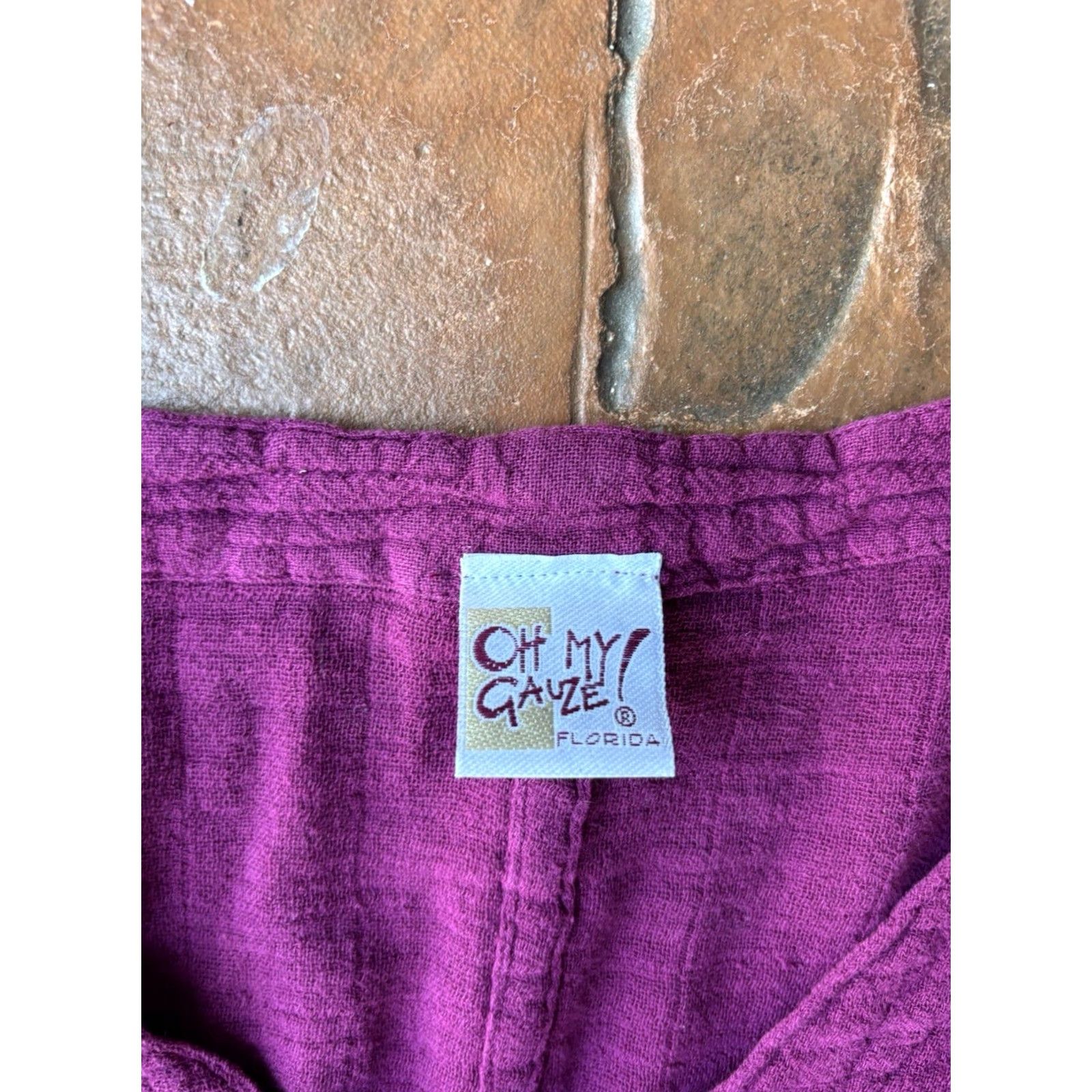 Vintage VINTAGE Oh My Gauze Blouse Tunic Top 3/4 Sleeve V-Neck Plum 100% Cotton Size 2 Womens Menus Girls Size XS / US 0-2 / IT 36-38 - 2 Thumbnail