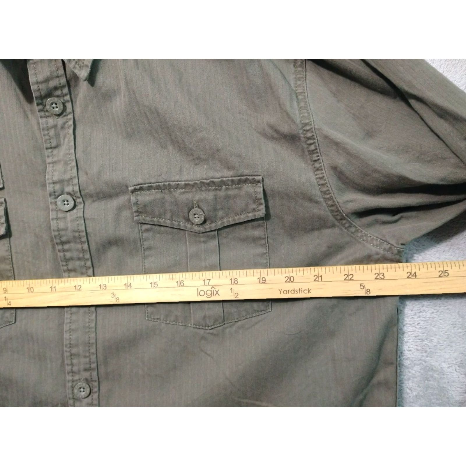 Point Zero VINTAGE Point Zero Shirt Mens XL Green Army Graphic Button Up Long Sleeve Cotton Size US XL / EU 56 / 4 - 5 Thumbnail