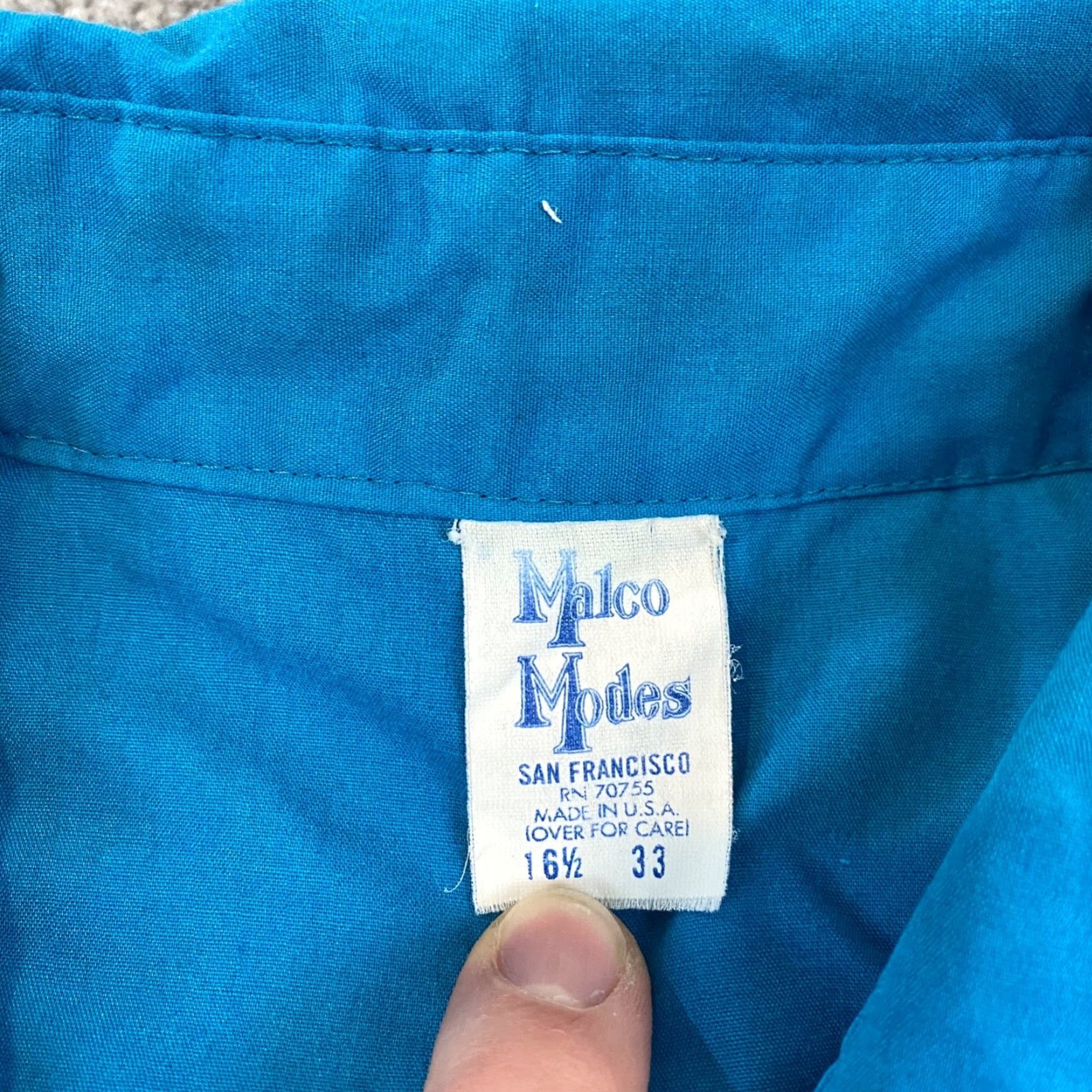 Vintage VINTAGE Malco Modes Shirt Mens 16.5 33 Blue Pearl Snap Up Western Rodeo Cowboy USA L/S Size US L / EU 52-54 / 3 - 2 Thumbnail