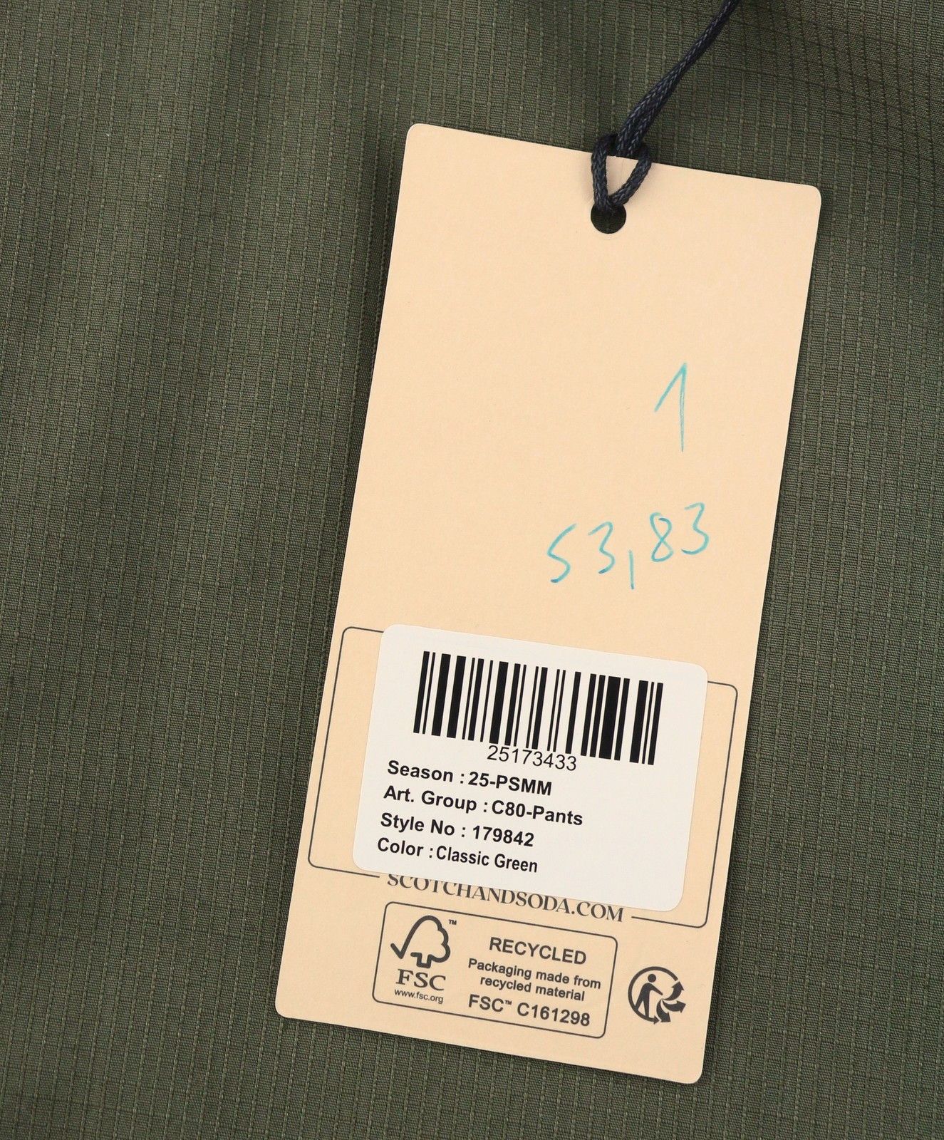 Scotch & Soda W33/L29 Green Drawstring Zip Hem Trousers 88601 Size US 33 - 7 Thumbnail