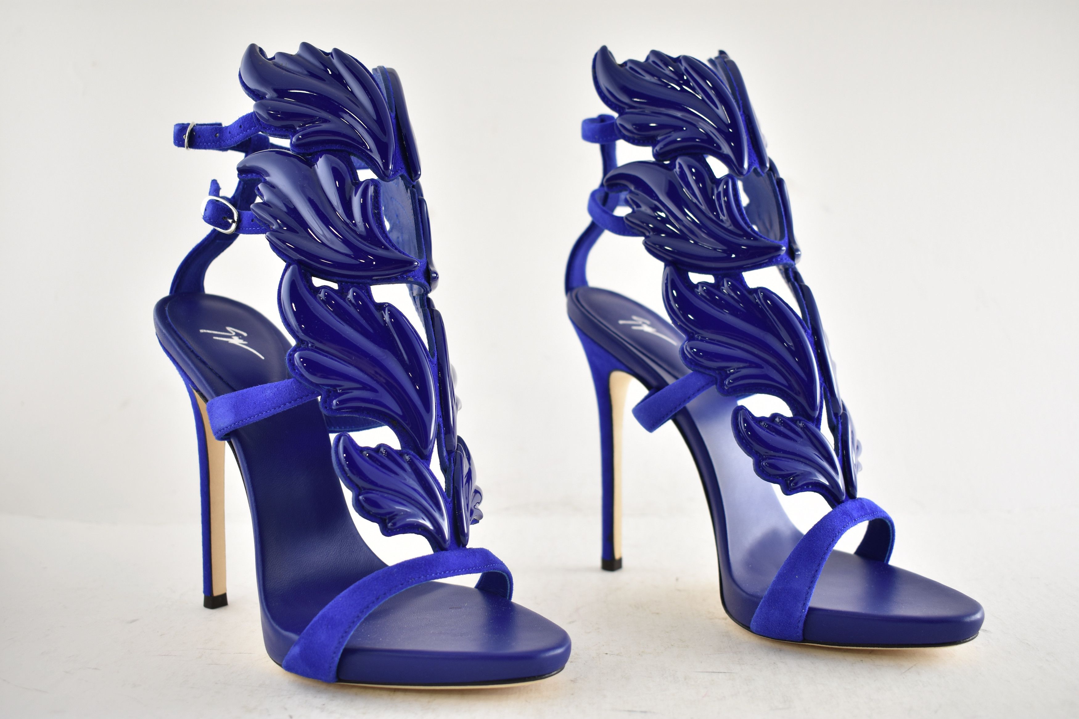 Giuseppe Zanotti Cruel Summer 110 Blue Setter Wing Strap Sandal Heel Pump 35 Size US 5 / IT 35 - 3 Thumbnail