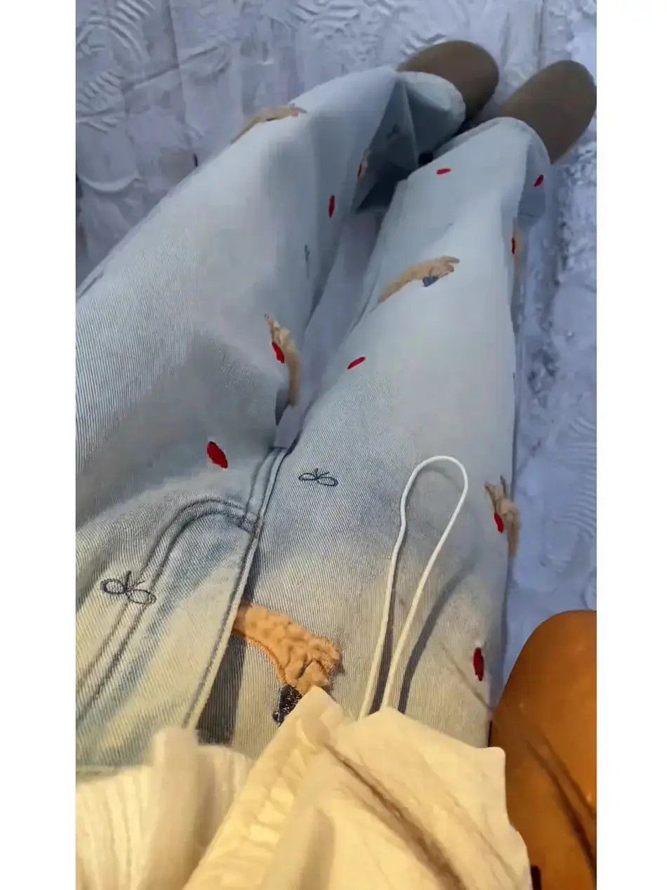 Japanese Brand Loose embroidered wide leg jeans Size US 32 / EU 48 - 4 Thumbnail