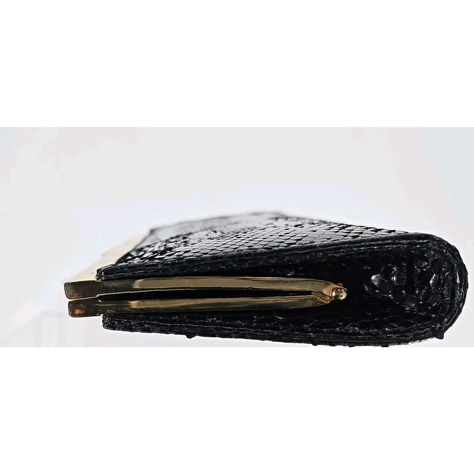 Pierre Cardin Vtg Pierre Cardin Coin Purse Clasp Money Pouch Wallet Snakeskin Black - 1970s - Pierre Cardin - Women - Leather - Decade 1970s - Vintage Coin Purse Size ONE SIZE - 6 Thumbnail