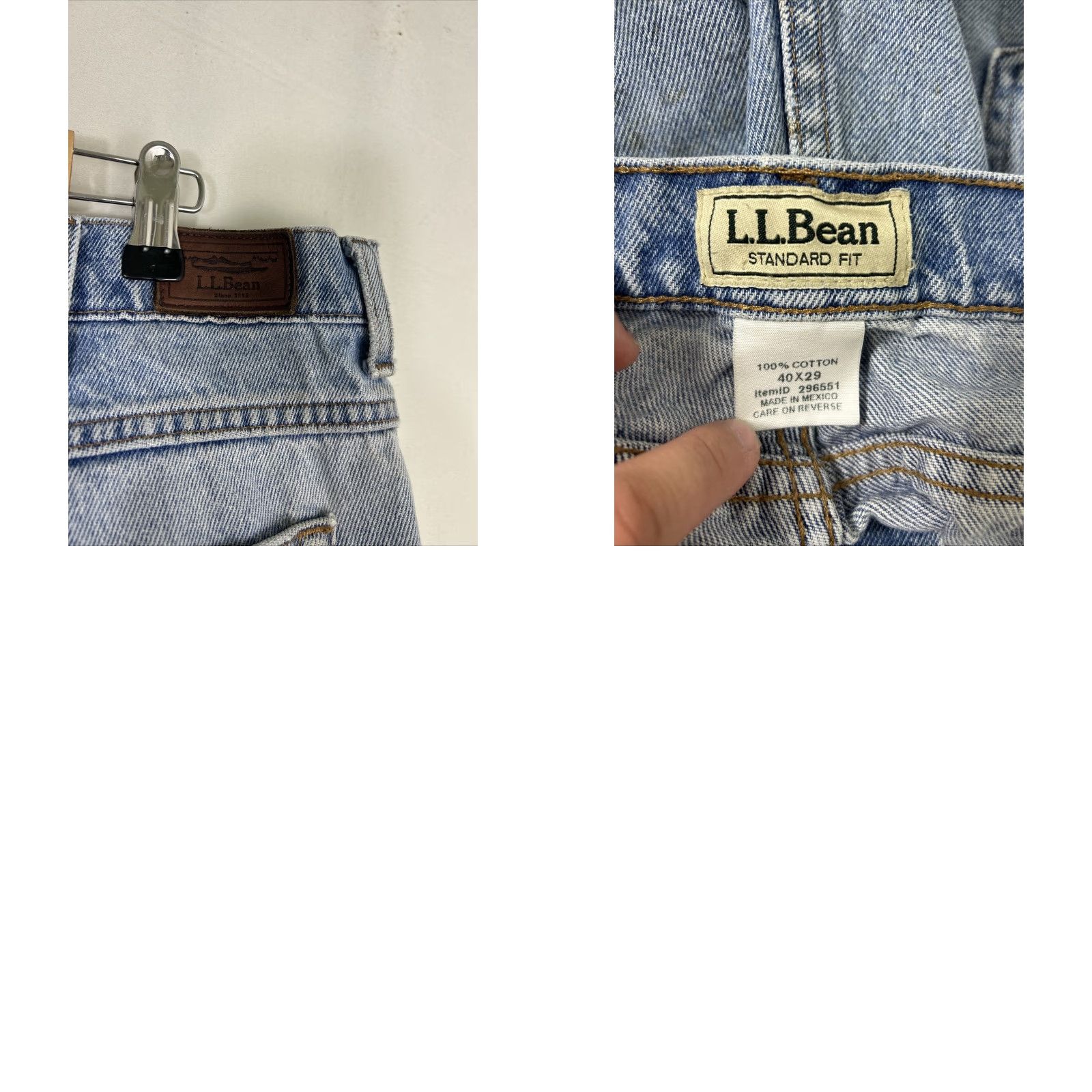 Vintage LL Bean Jeans Light Wash 40x29 Straight Regular Fit Men Blue Pockets Stains Size US 40 / EU 56 - 10 Thumbnail