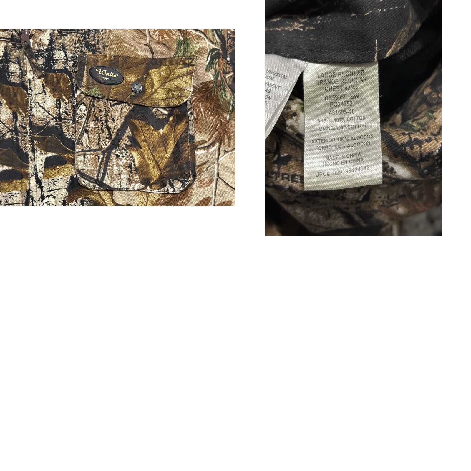 Walls VINTAGE Walls Men’s Large Reversible Camouflage Canvas Jacket Outdoor Apparel 90s Mens Size US L / EU 52-54 / 3 - 8 Thumbnail