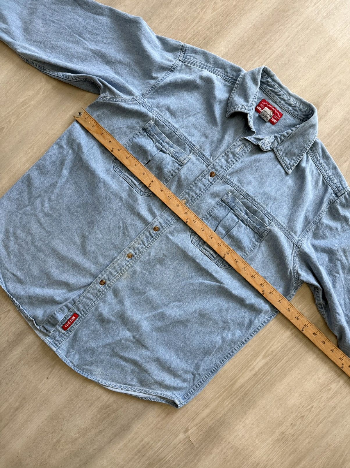 Vintage Vintage Marlboro Blue Denim Long Sleeve Button Up Sz L ** Size US L / EU 52-54 / 3 - 6 Thumbnail