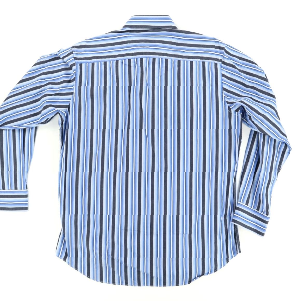 BUGATCHI Bugatchi Uomo Button Up Shirt Long Sleeve Striped Cotton Blue Men's L Flip Cuff Shirt Mens Size US L / EU 52-54 / 3 - 4 Thumbnail