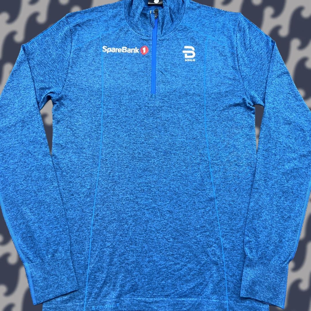 Layer 8 Bjorn Daehlie Mens Ski Top Medium 1/4 Zip Base Layer Shirt Blue Sparebank XC Size US M / EU 48-50 / 2 - 1 Thumbnail