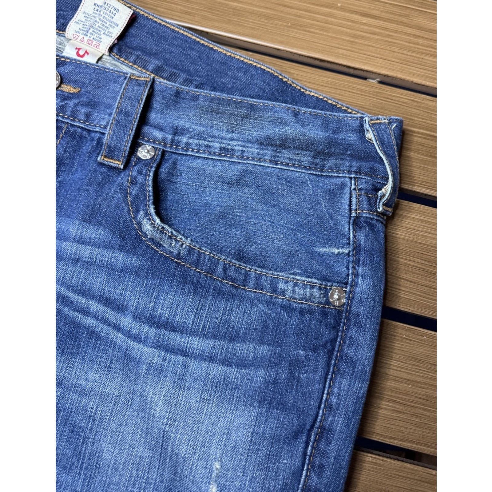 True Religion True Religion Mens Jeans 40x33 Stitch Denim USA Straight Fit Size US 40 / EU 56 - 13 Thumbnail