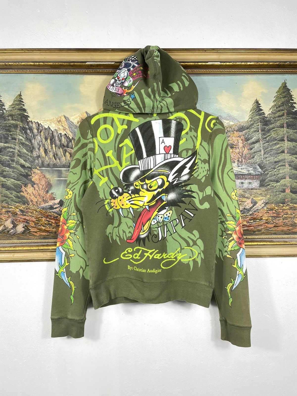 Christian Audigier Ed Hardy Retro 00s Hoodie With Crystals Affliction Grunge Size S / US 4 / IT 40 - 2 Thumbnail