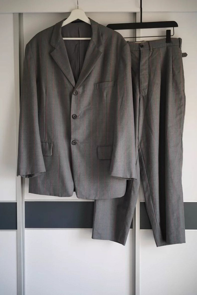 Yohji Yamamoto Yohji Yamamoto Yohji Yamamoto Gray Orange Stripe Suit Set Size US S / EU 44-46 / 1 - 1 Thumbnail