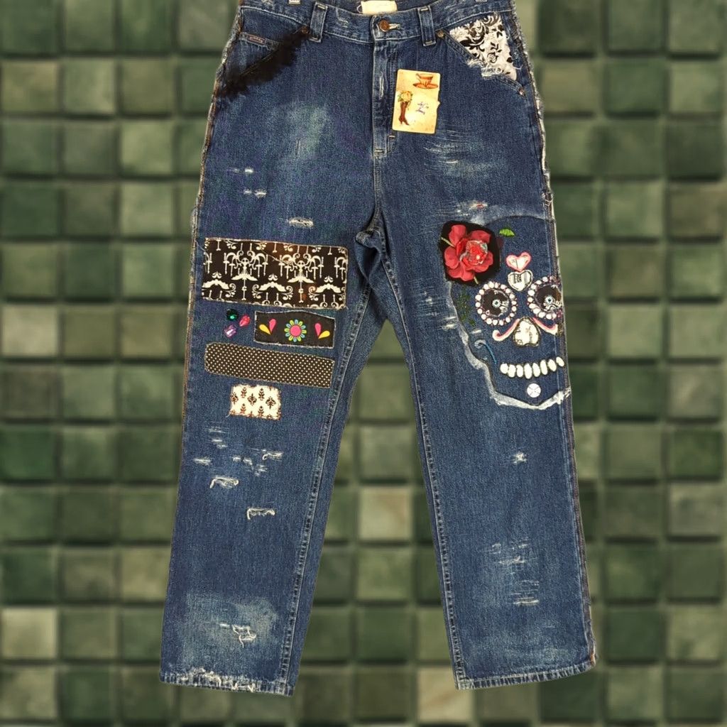 Levi's Levi's Jeans Patchwork Hippe Upcycled Woodstock Multicolor 14P Petites Women Straight Denim J15P? Size 36" / US 14 / IT 50 - 1 Thumbnail